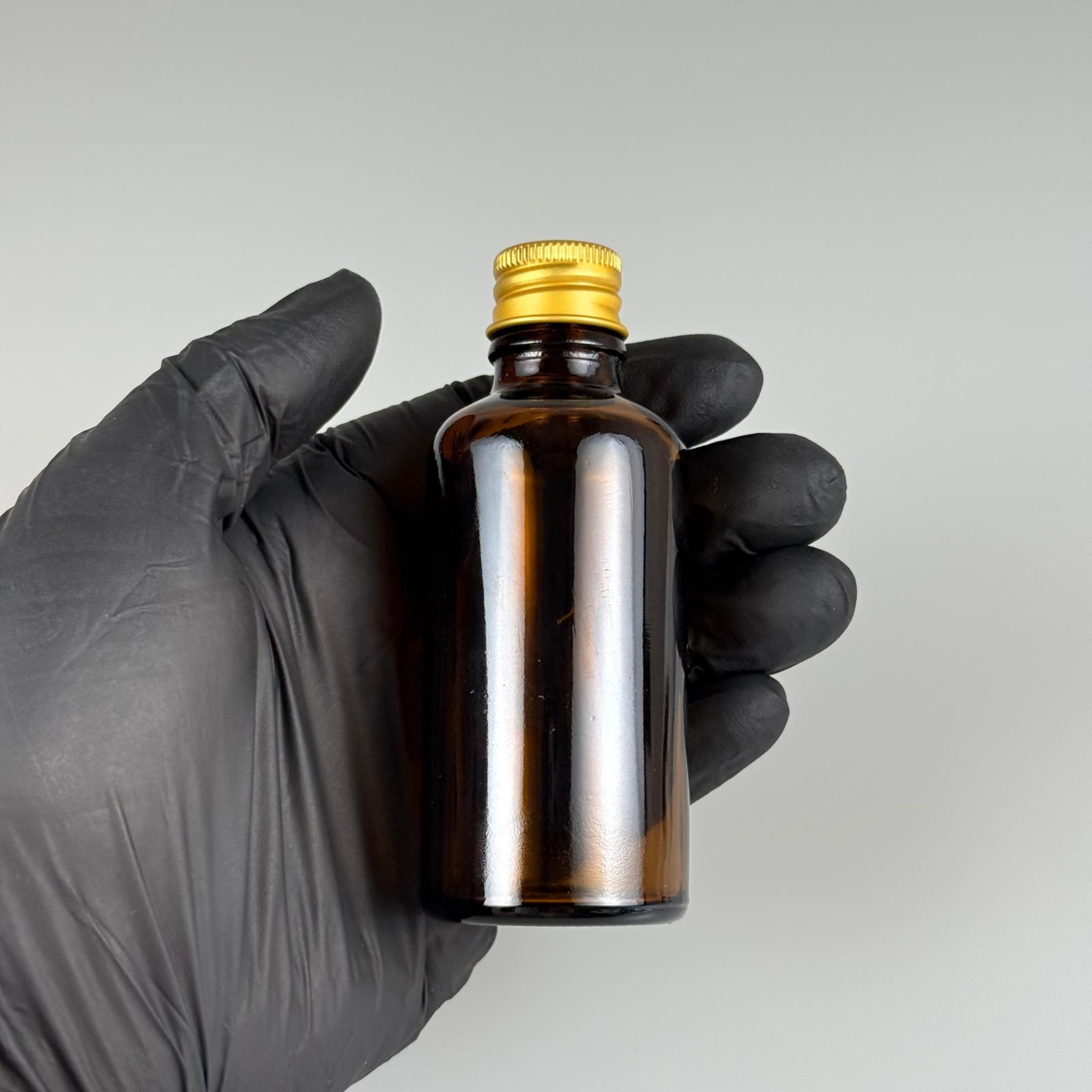 50 CC AMBER CAM ŞİŞE + KÖPÜK CONTALI GOLD ALÜMİNYUM METAL KAPAKLI + DAMLALIKLI KOLONYA TIPALI TAKIM - 50 ML KAHVERENGİ CAM ŞİŞE