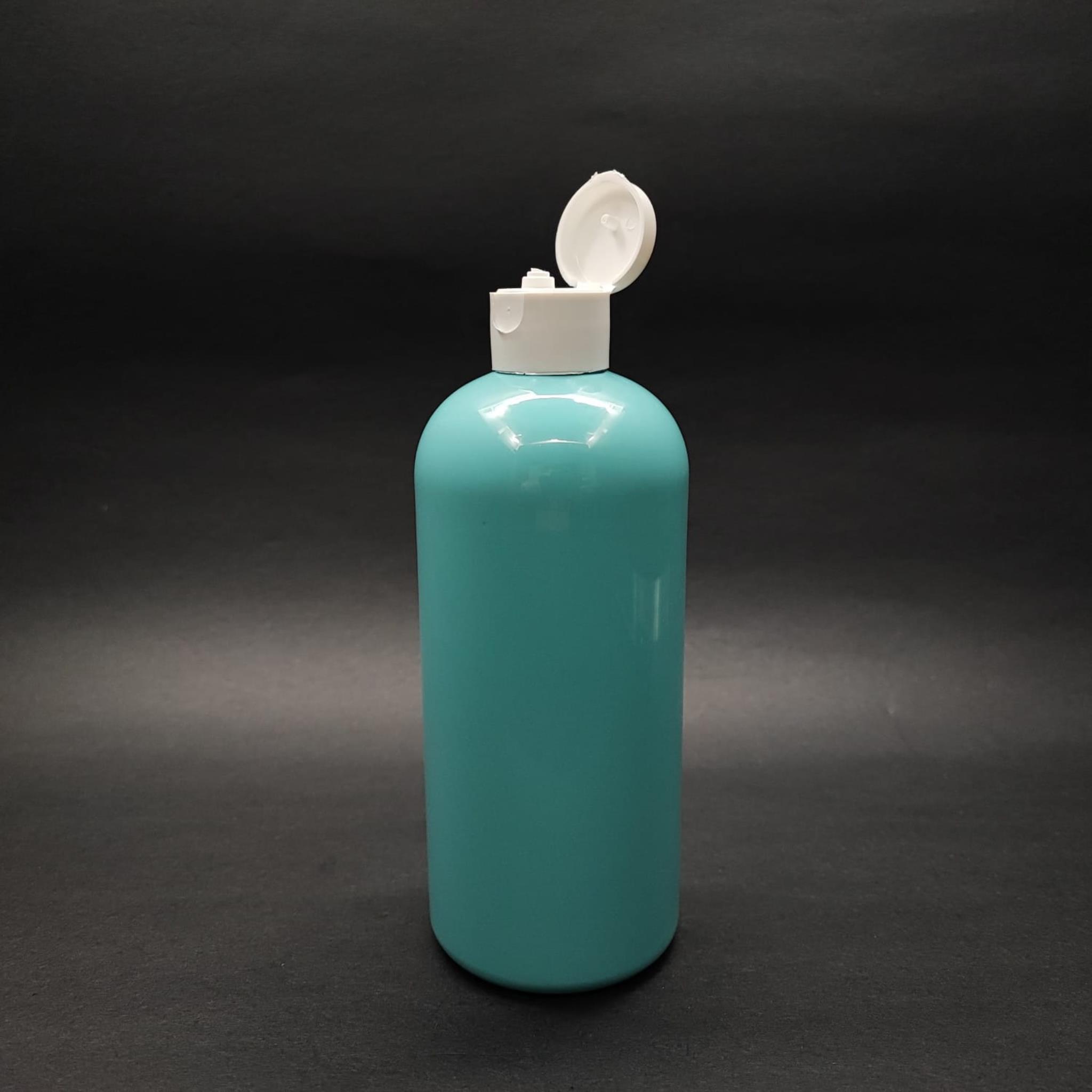400 CC OVAL BOYUNLU SİLİNDİR PET ŞİŞE (30 GR) - BEYAZ FLİPTOP ŞAMPUAN KAPAKLI - 400 ML PLASTİK ŞİŞE - TURKUAZ