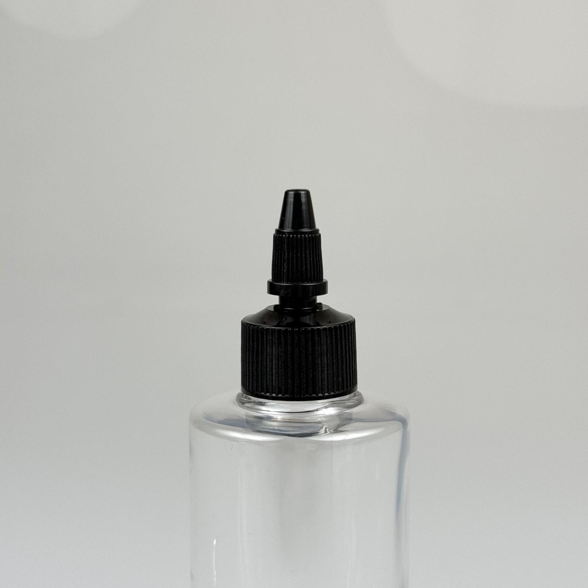 YAĞ, SOS, ACI SOS, SİRKE, SRIRACHA, MÜREKKEP, TUTKAL AKITICI VB BOŞ ŞİŞELERİ - SİYAH SİVRİ TWİST AKITICI KAPAK + 200 ML KÜT PET PLASTİK ŞİŞE TAKIM