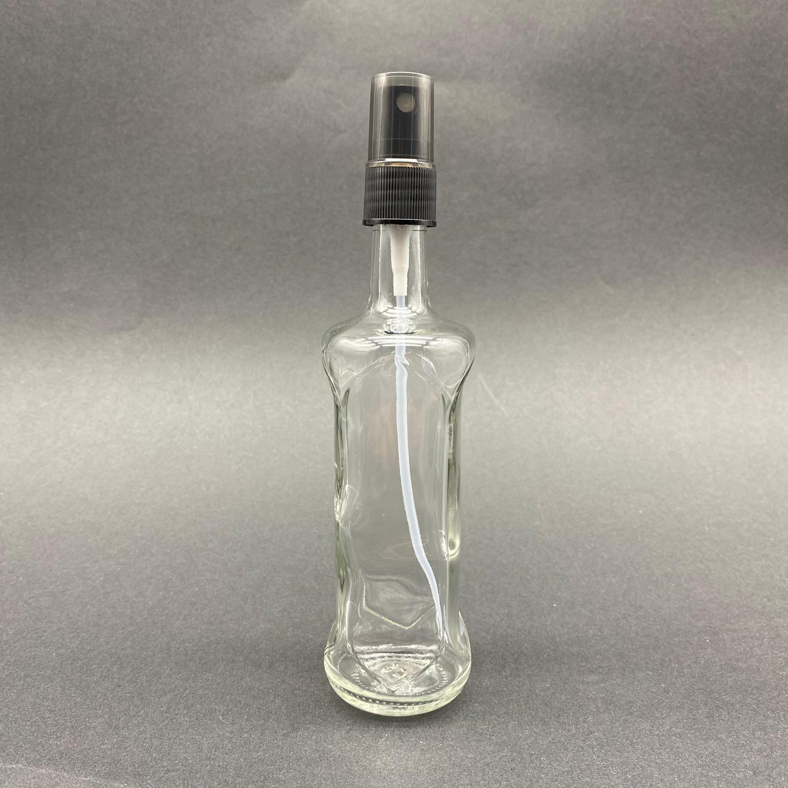 100 CC ŞEFFAF DORİKA CAM ŞİŞE - SİYAH SPREYLİ TAKIM - 100 ML SPREYLİ CAM ŞİŞE