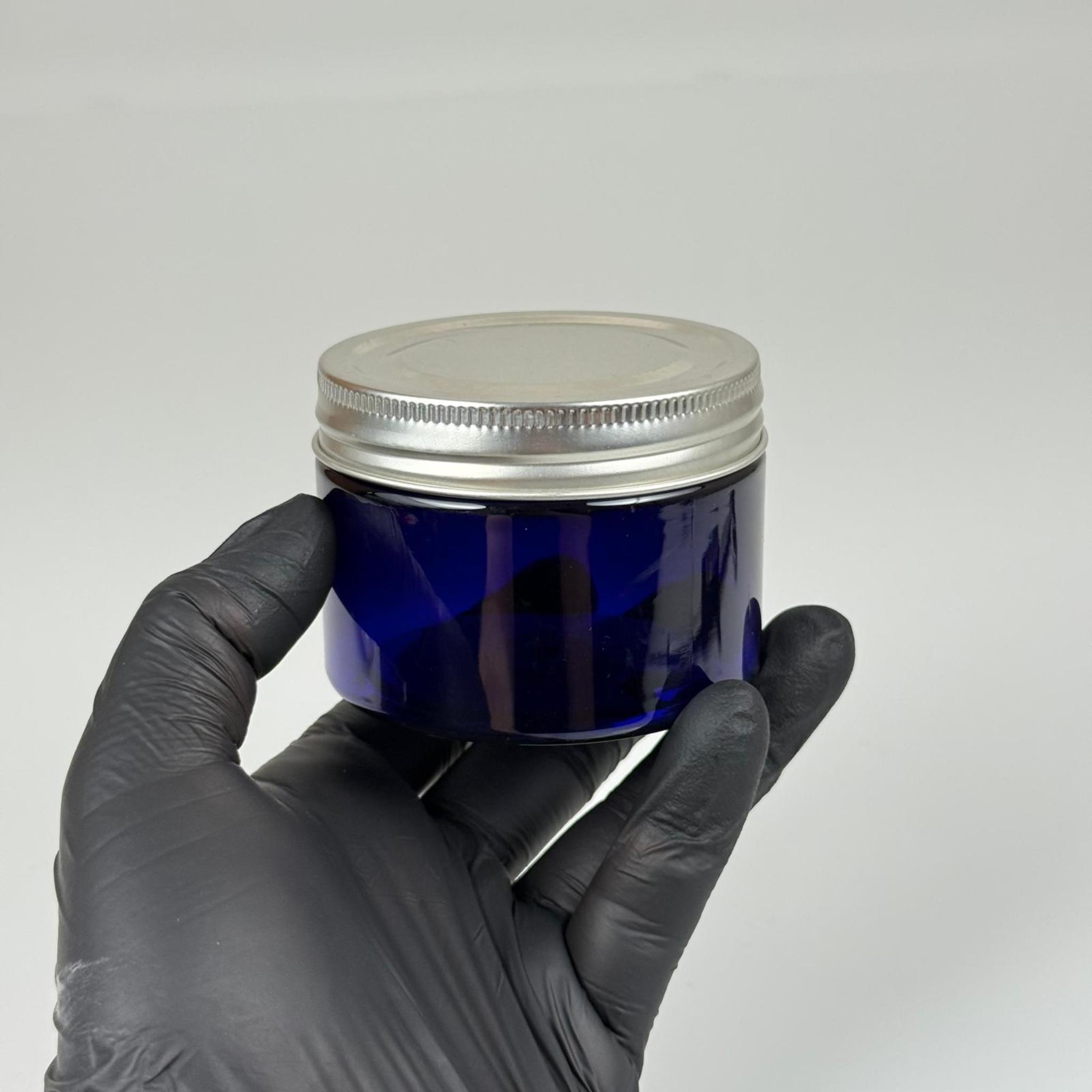 150 ML SERT PET KAVANOZ + GÜMÜŞ METAL KAPAK + İÇ TIPA - 150 CC KALIN MAVİ PLASTİK KAVANOZ GÜMÜŞ METAL KAPAKLI İÇ TIPALI TAKIM - KREM KAVANOZLARI