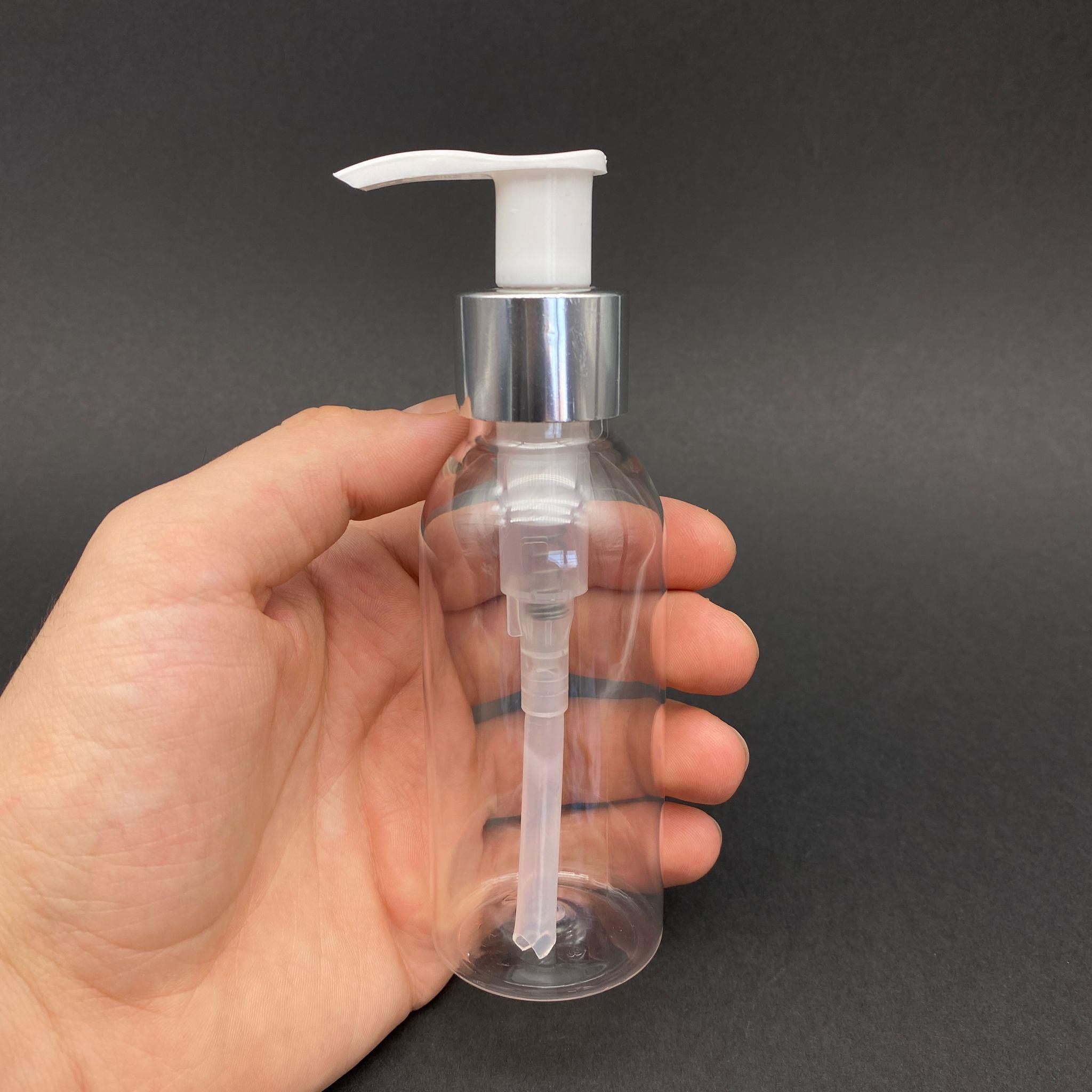 100 CC SERT PLASTİK ŞİŞE GÜMÜŞ POMPALI TAKIM - 100 ML POMPALI PET ŞİŞE