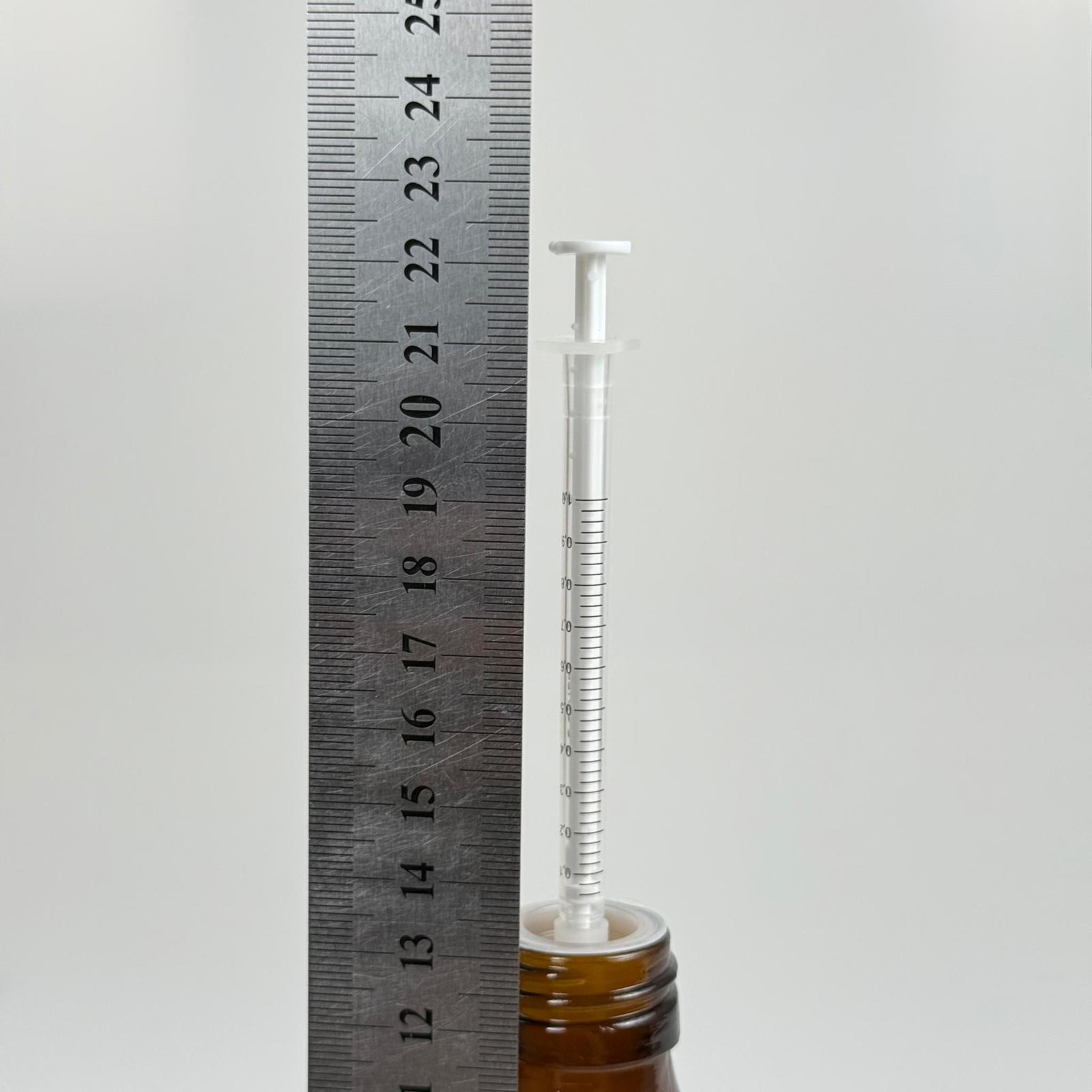 100 ML YASSI CAM ECZA ŞİŞESİ + 1 ML DOZAJ PİPETİ + DOZAJ TIPASI + CONTALI PLASTİK KAPAK TAKIM