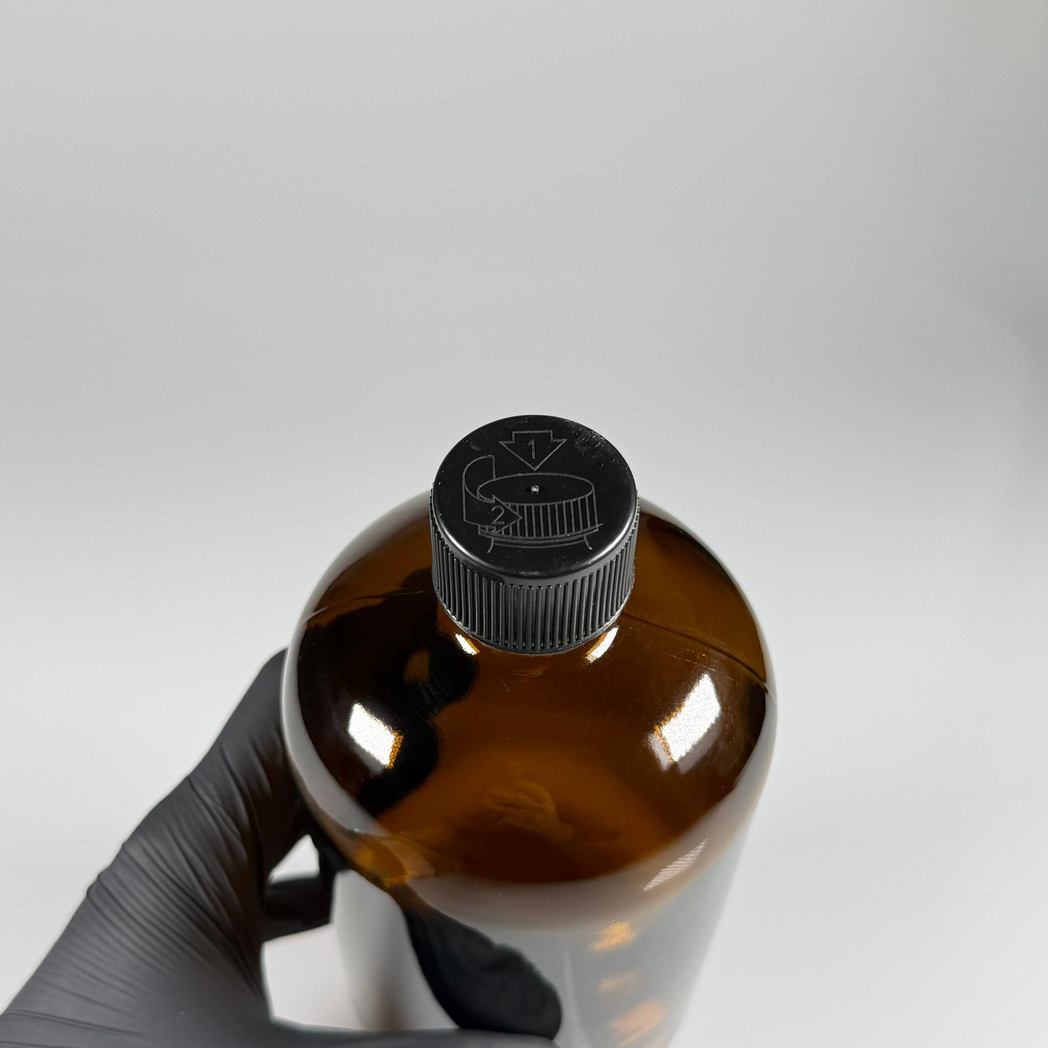 1 LT KAHVERENGİ ECZA ŞİŞESİ - SİYAH ÇOCUK KİLİT KAPAKLI KAPAK - 1000 CC AMBER KÜT BOYUNLU CAM İLAÇ ŞİŞESİ - BOŞ ŞURUP ŞİŞELERİ