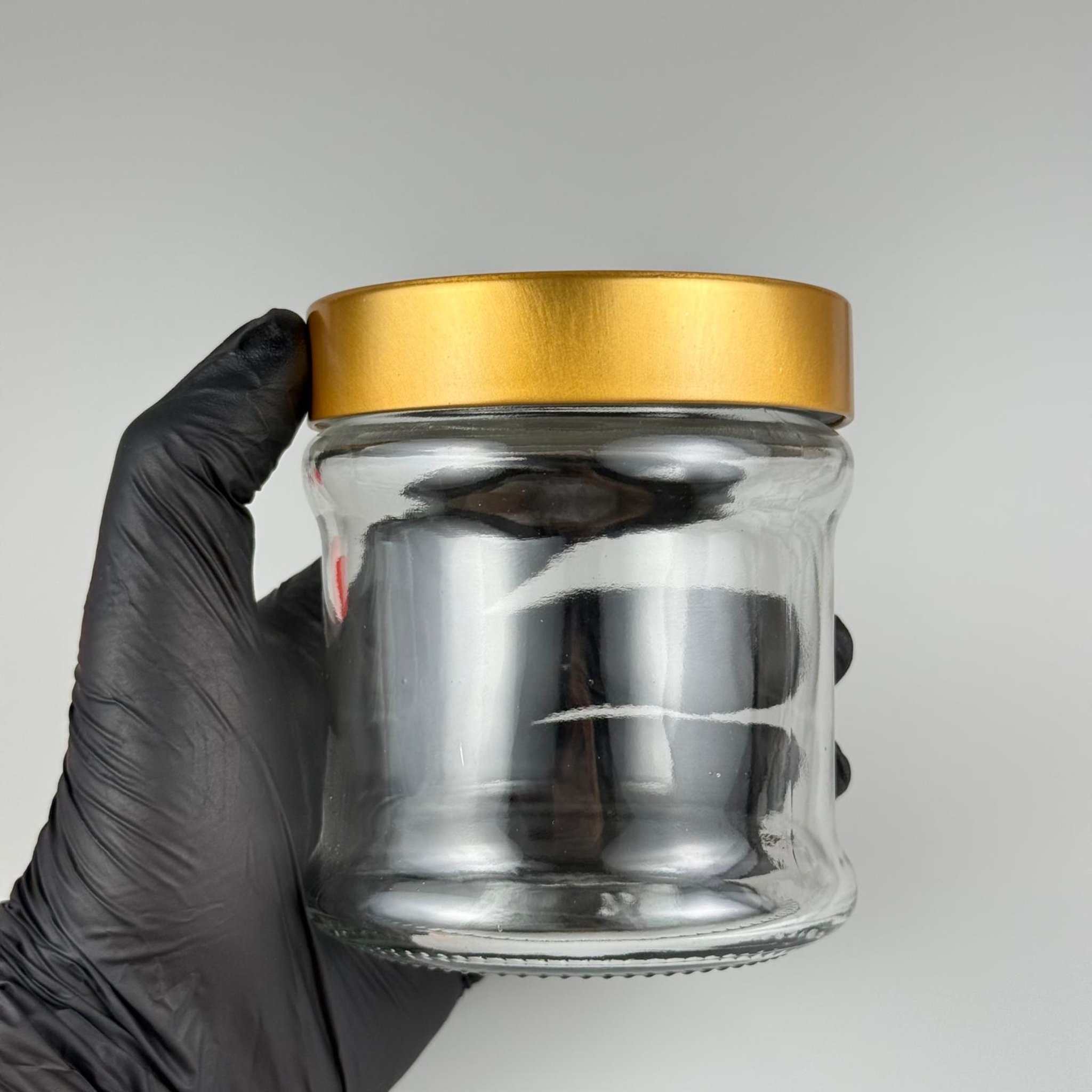 380 CC MAKARA CAM KAVANOZ -  DERİN GOLD LÜKS METAL KAPAKLI - 380 ML CAM KAVANOZ - DERİN ETEK KAPAKLI