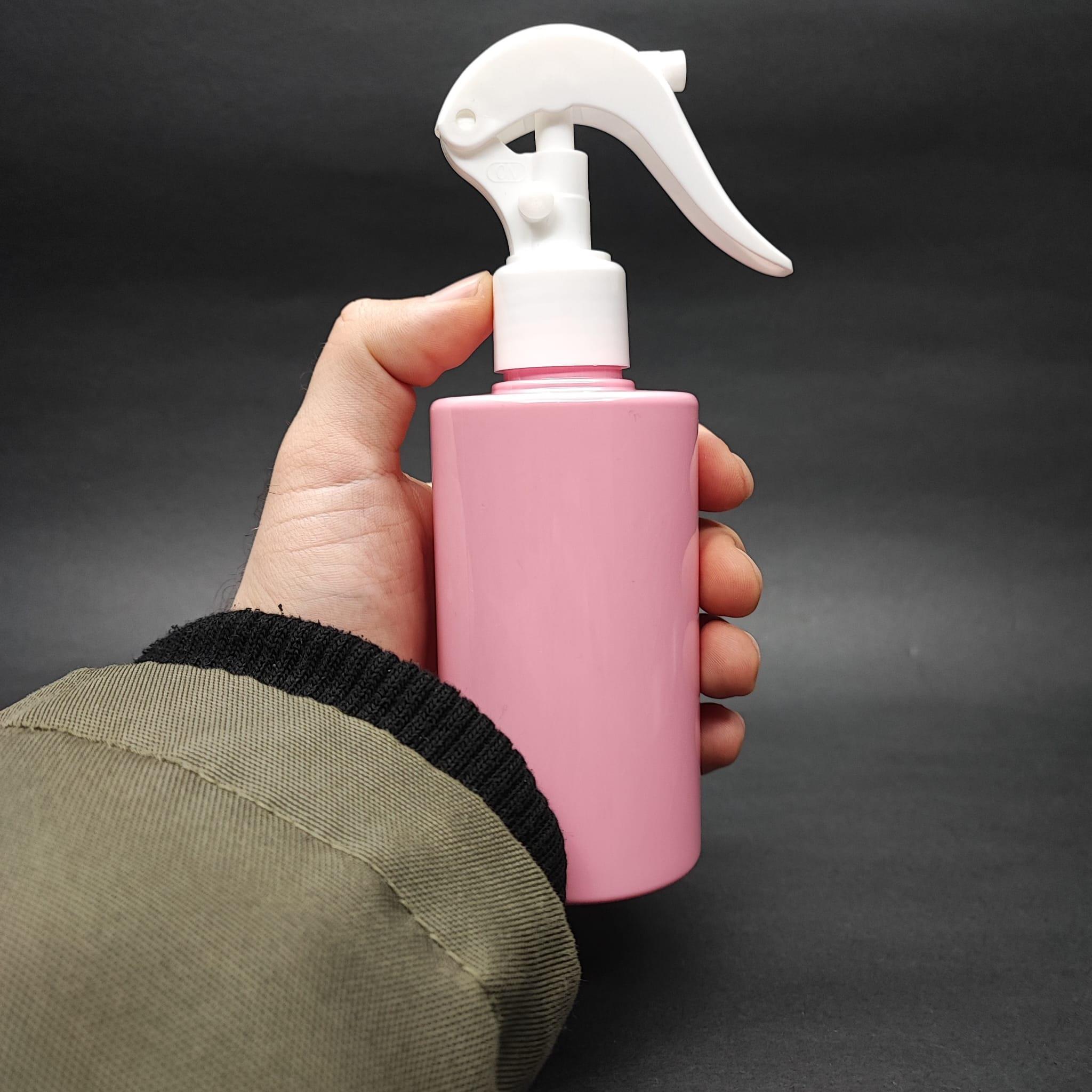 200 CC KÜT BOYUNLU SİLİNDİR PET ŞİŞE (24 GR) - BEYAZ TRİGER SPREYLİ (DUMAN PÜSKÜRTÜR) - 200 ML PLASTİK ŞİŞE - PEMBE