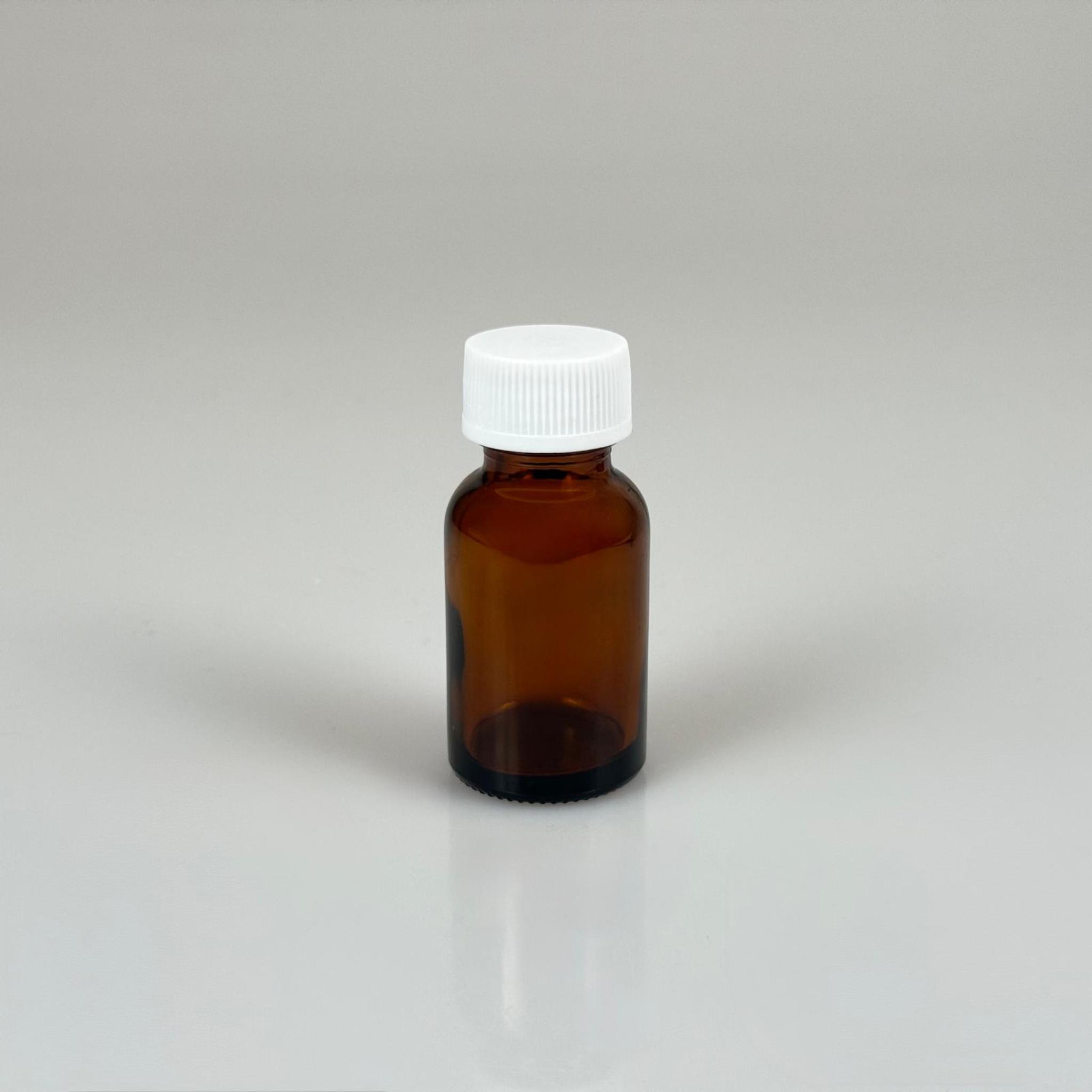 20 CC AMBER CAM ŞİŞE - BEYAZ KAPAKLI - 20 ML KAHVERENGİ CAM ŞİŞE