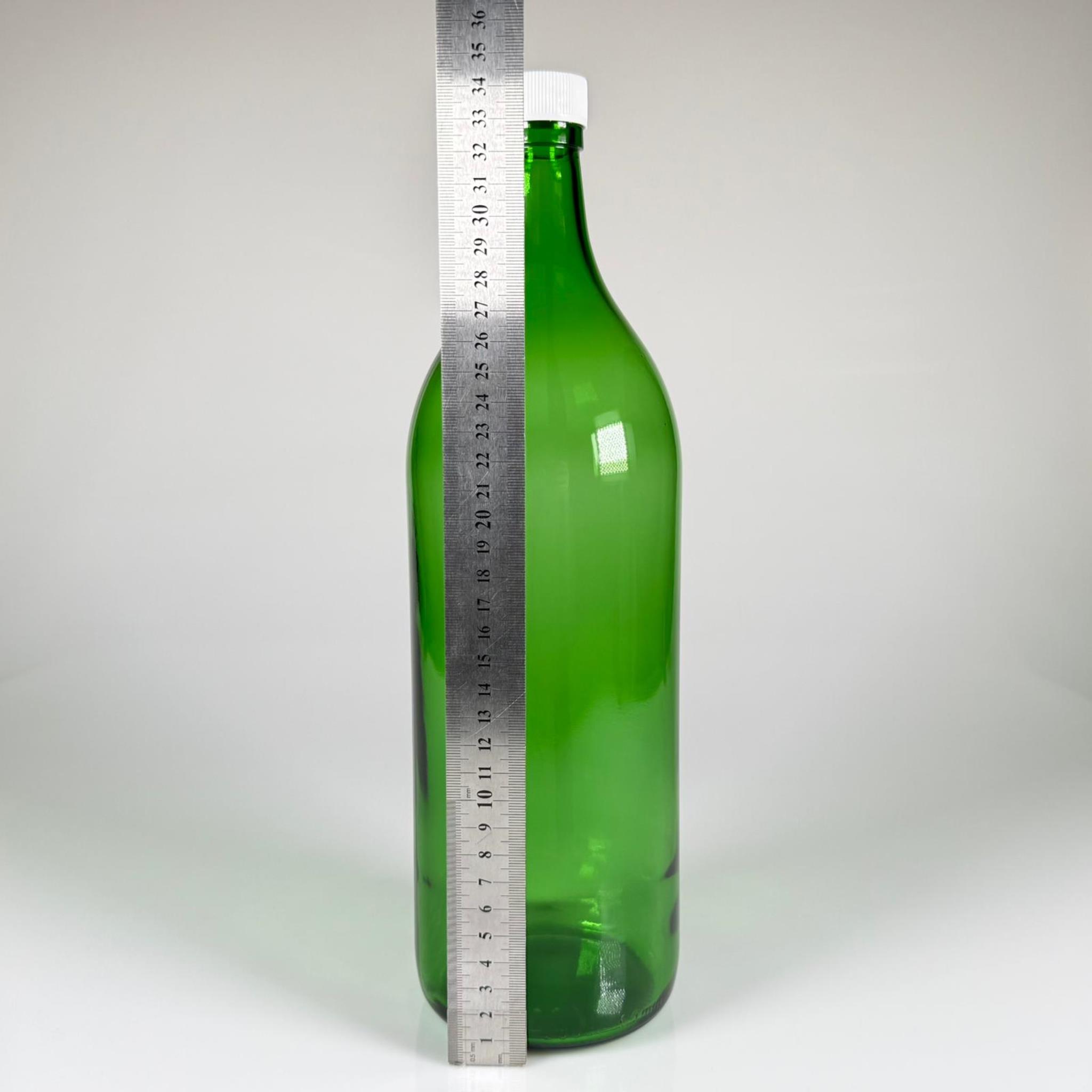 2000 CC YEŞİL CAM ŞİŞE - BEYAZ PLASTİK KAPAKLI - 2 LİTRE YEŞİL CAM ŞİŞE