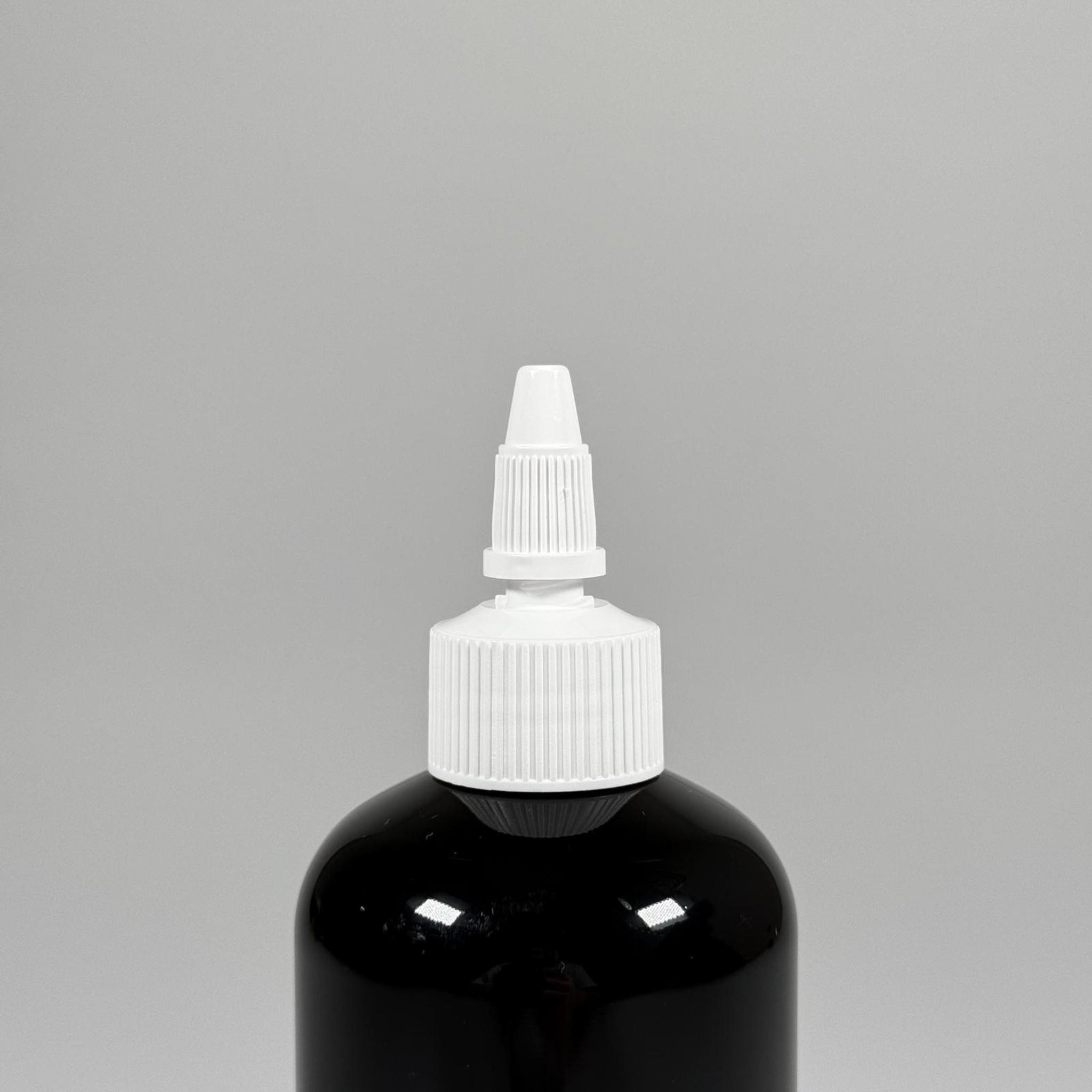 YAĞ, SOS, ACI SOS, SİRKE, SRIRACHA, MÜREKKEP, TUTKAL AKITICI VB BOŞ ŞİŞELERİ - BEYAZ SİVRİ TWİST AKITICI KAPAK + 250 ML SİYAH ZEYNEP PET PLASTİK ŞİŞE TAKIM