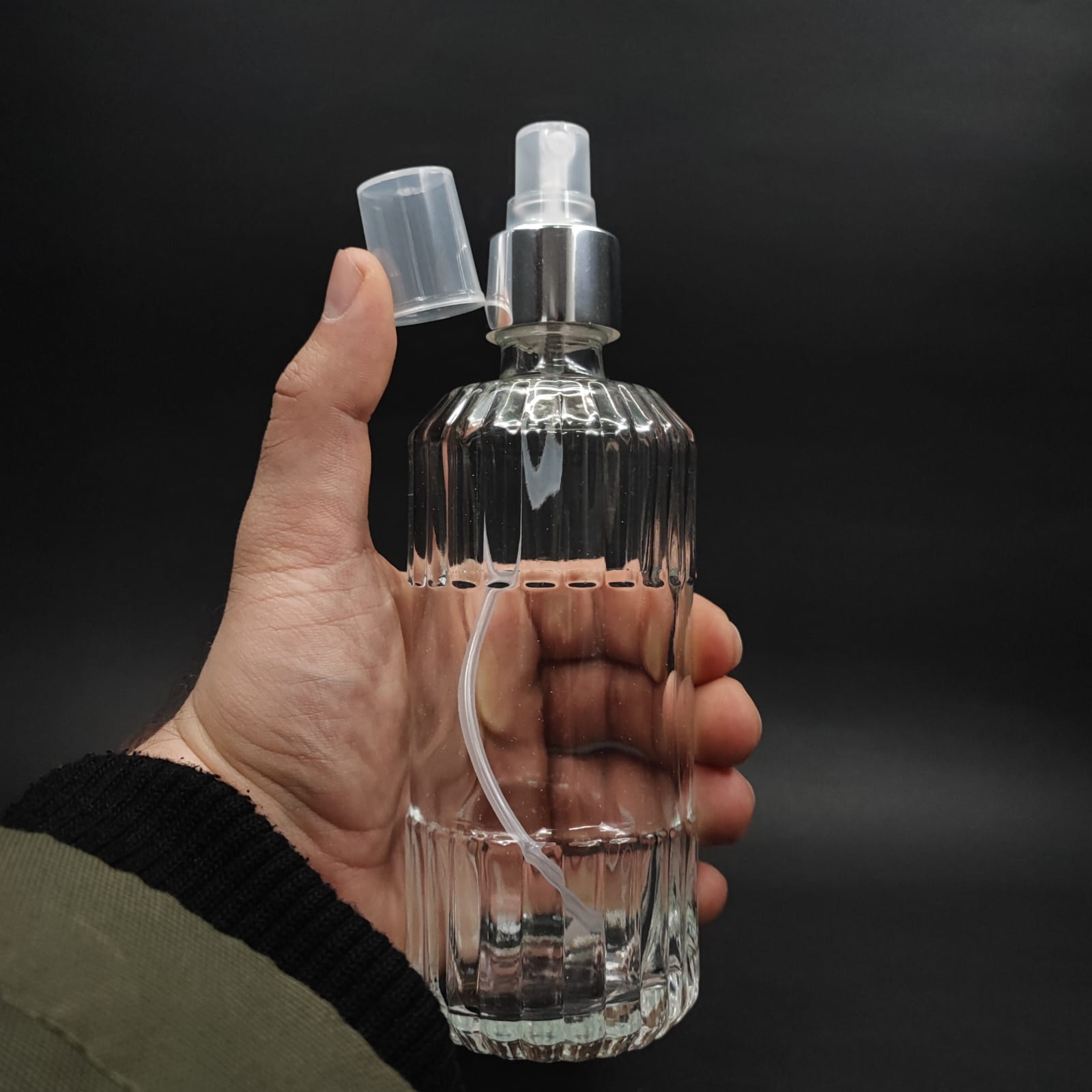 200 CC SİLİNDİR ZÜMRÜT MODEL CAM KOLONYA ŞİŞE - GÜMÜŞ SPREYLİ - 200 ML ZÜMRÜT CAM KOLONYA ŞİŞELERİ