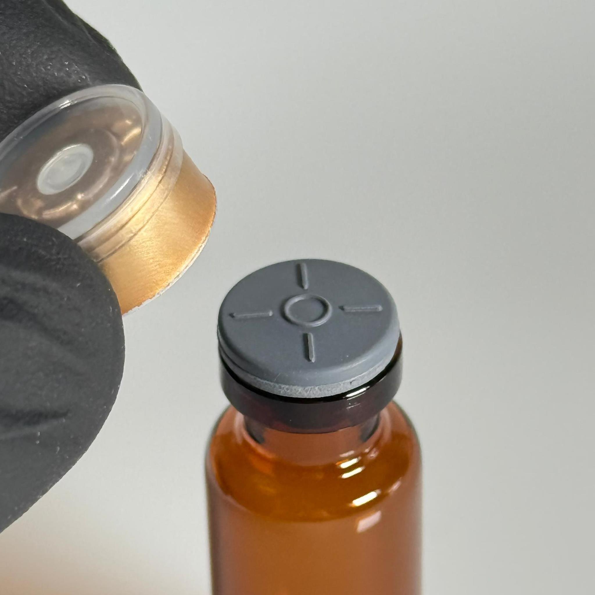 4 ML vial flakon şişe - 13 ağız 4 cc amber cam ilaç şişesi + kauçuk butil enjektör tıpası + gold alüminyum kapaklı takım