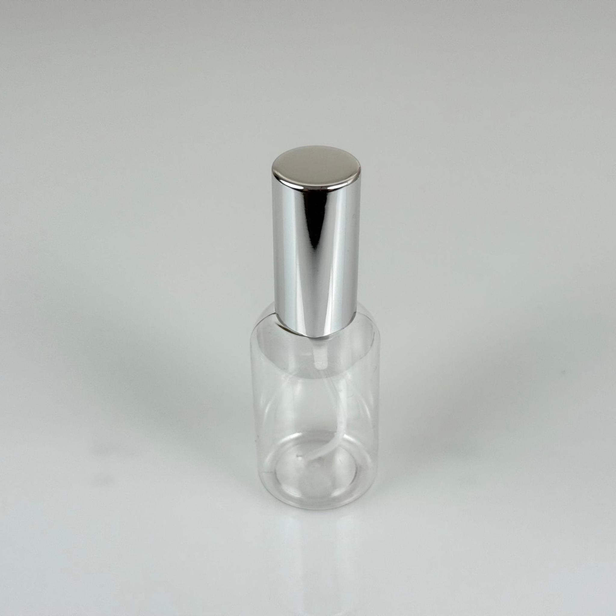 40 ML PET KOLONYA, PARFÜM VB ŞİŞELERİ - METAL ALÜMİNYUM GÜMÜŞ KAPAK + VİDALI SPREY + 40 CC TOMBUL ŞİŞE SET TAKIM