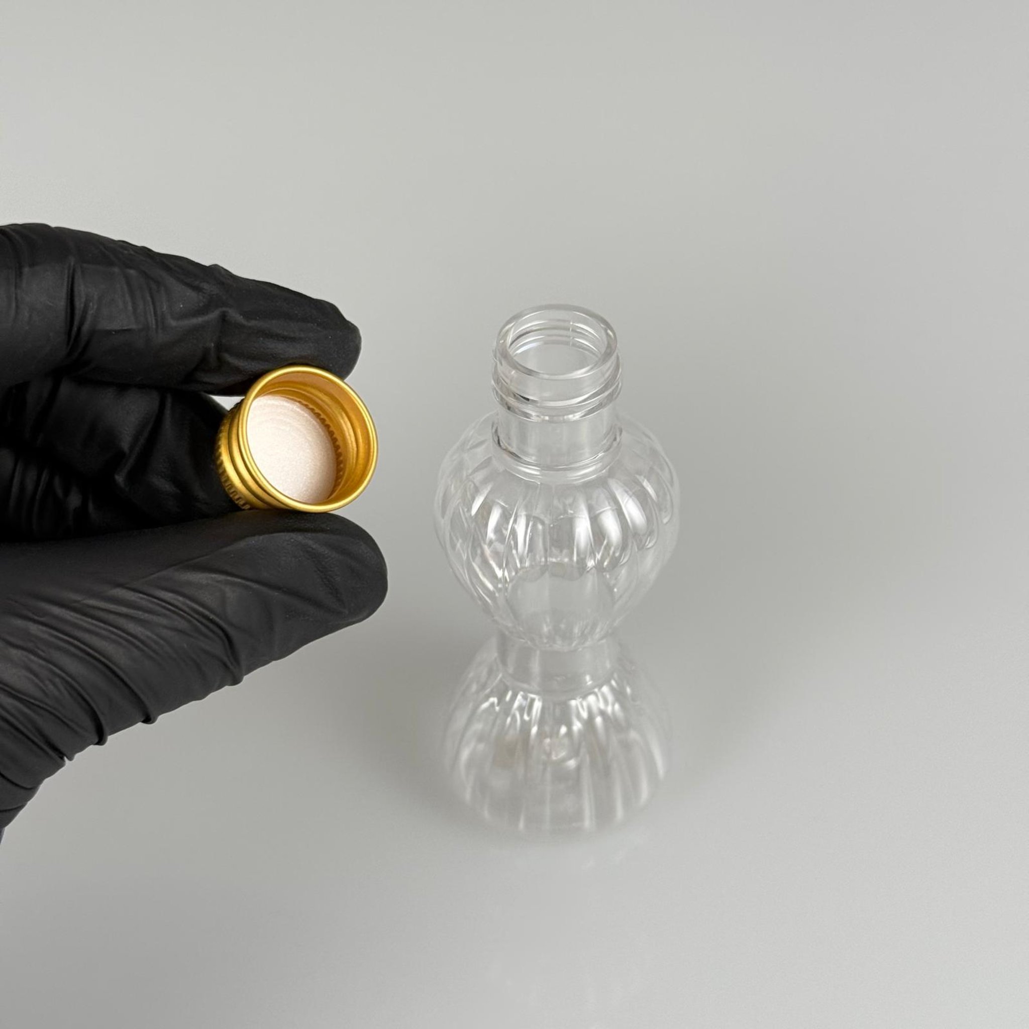 40 CC MİNİ PIRLANTA ŞİŞE + KÖPÜK CONTALI GOLD  ALÜMİNYUM METAL KAPAKLI TAKIM - 40 ML CAMPET ŞİŞE