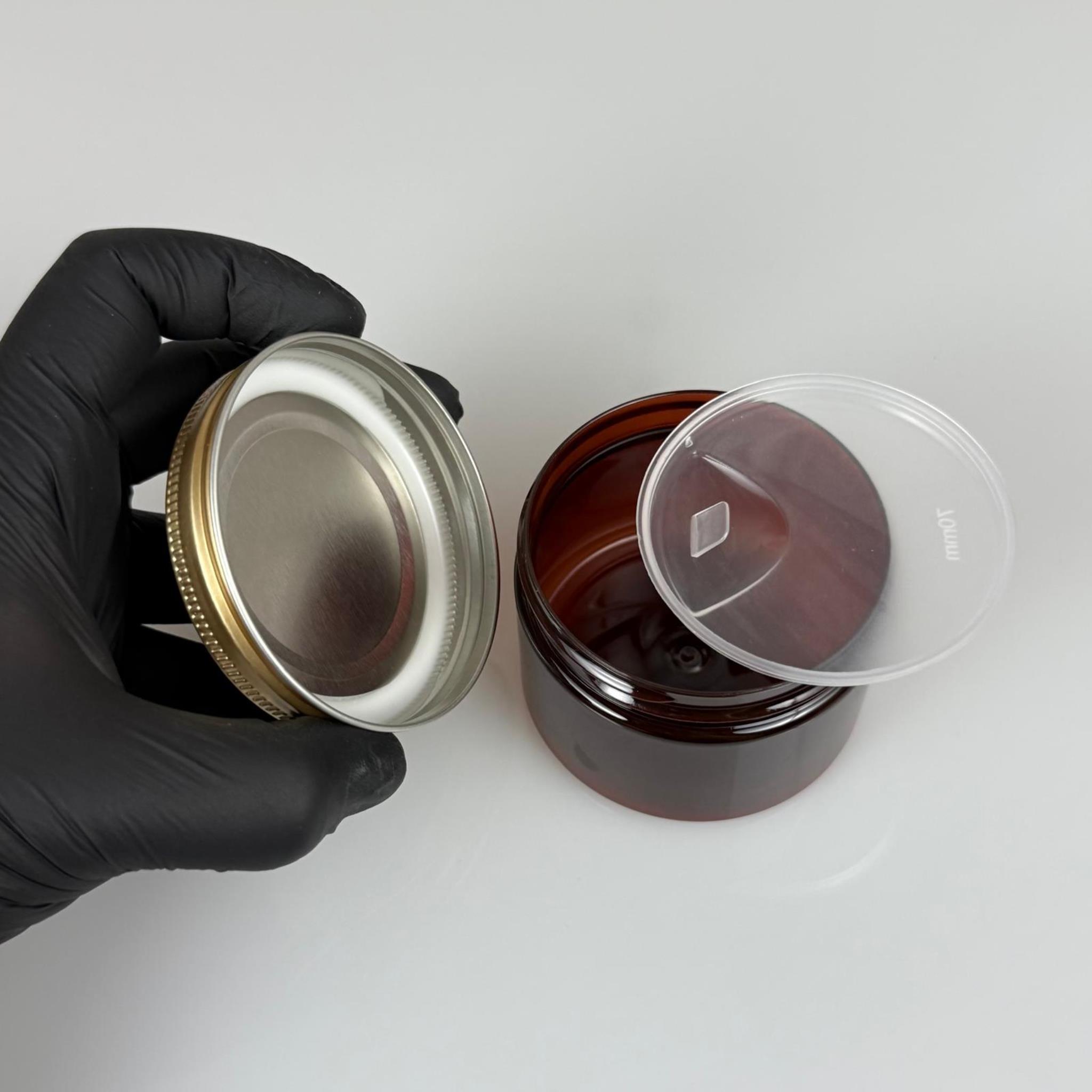 150 ML SERT PET KAVANOZ + GOLD METAL KAPAK + İÇ TIPA - 150 CC KALIN AMBER PLASTİK KAVANOZ GOLD METAL KAPAKLI İÇ TIPALI TAKIM - KREM KAVANOZLARI