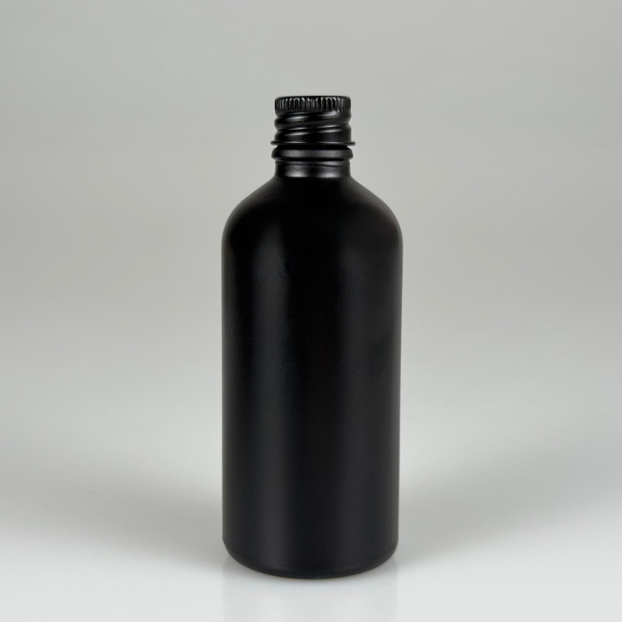 100 CC MAT SİYAH CAM ŞİŞE + KÖPÜK CONTALI SİYAH ALÜMİNYUM METAL KAPAKLI TAKIM - 100 ML MAT SİYAH CAM ŞİŞE