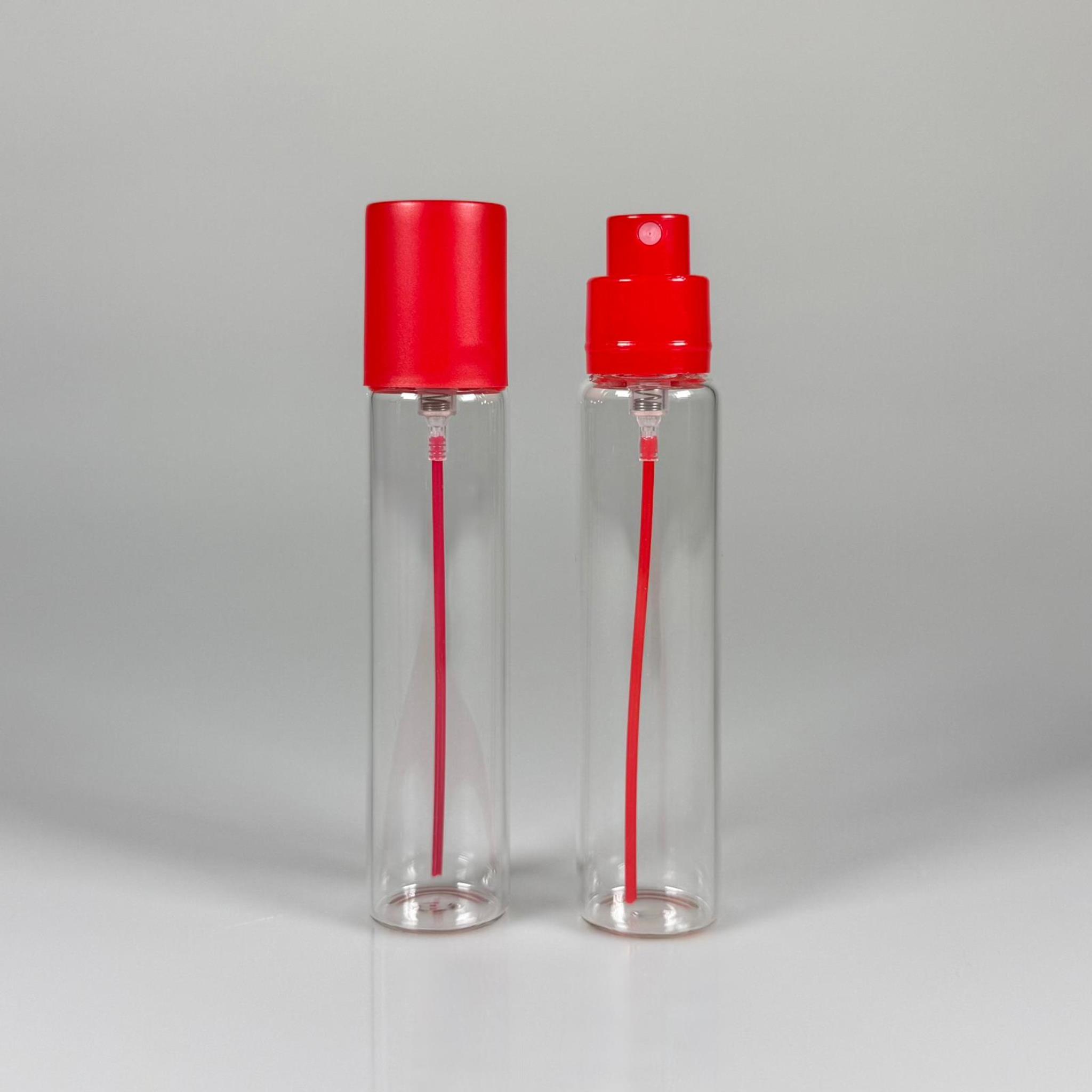 PARFÜM ŞİŞESİ 25 ML - 25 CC PARFÜM AMBALAJI VALFLİ (GEÇME AĞIZ) CAM KALEM PARFÜM İÇİN ŞİŞELERİ - KIRMIZI SPREY + KAPAKLI SET TAKIM