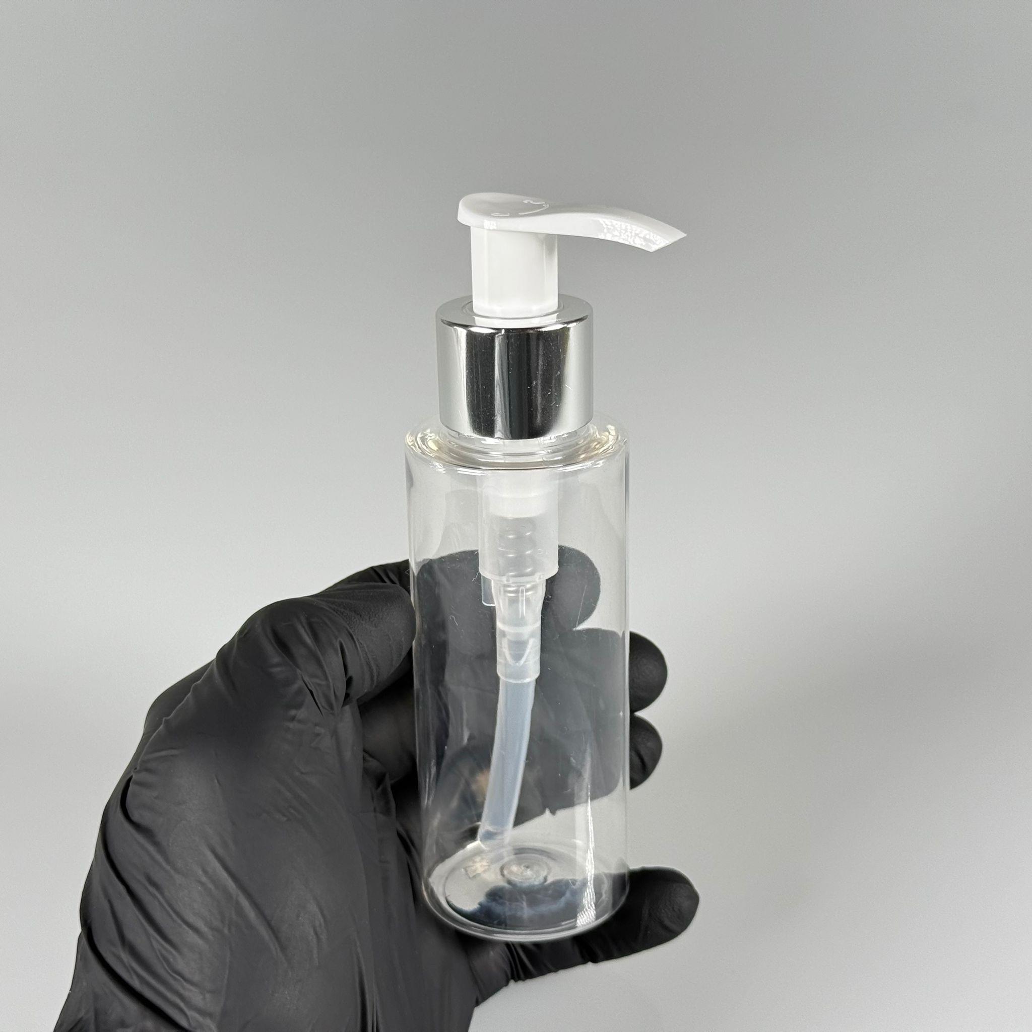 100 CC SİLİNDİR KESKİN KÜT MODEL SERT (17 GR) PET ŞİŞE - GÜMÜŞ SIVI SABUN POMPALI - JEL, PEELING, SERUM, GÜNEŞ KREMİ GİBİ YOĞUN KIVAMLI SIVILAR İÇİN- AĞIZ ÇAPI 24 MM - ŞEFFAF