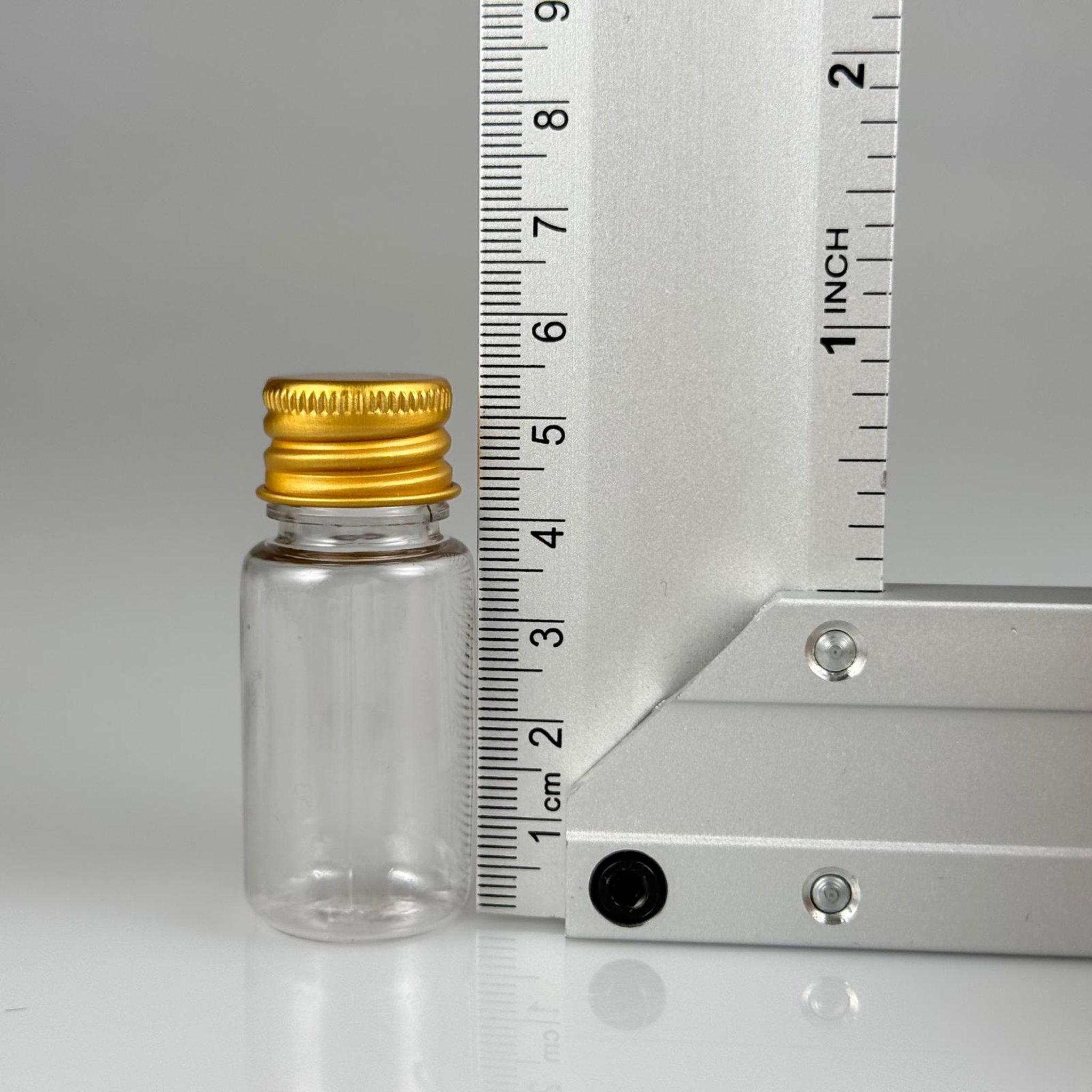 10 CC ŞEFFAF PET SHOT ŞİŞE - KÖPÜK CONTALI GOLD ALÜMİNYUM METAL KAPAKLI + KÖR TIPALI TAKIM - 10 ML PLASTİK ŞİŞE