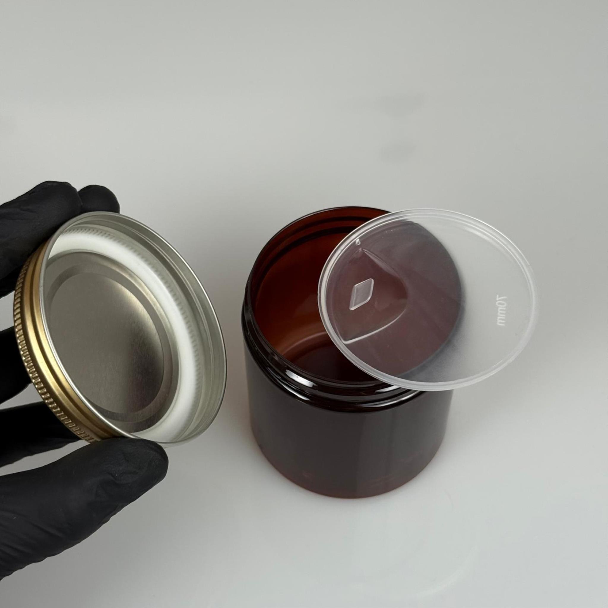 250 ML SERT PET KAVANOZ + GOLD METAL KAPAK + İÇ TIPA - 250 CC KALIN AMBER PLASTİK KAVANOZ GOLD METAL KAPAKLI İÇ TIPALI TAKIM - KREM KAVANOZLARI