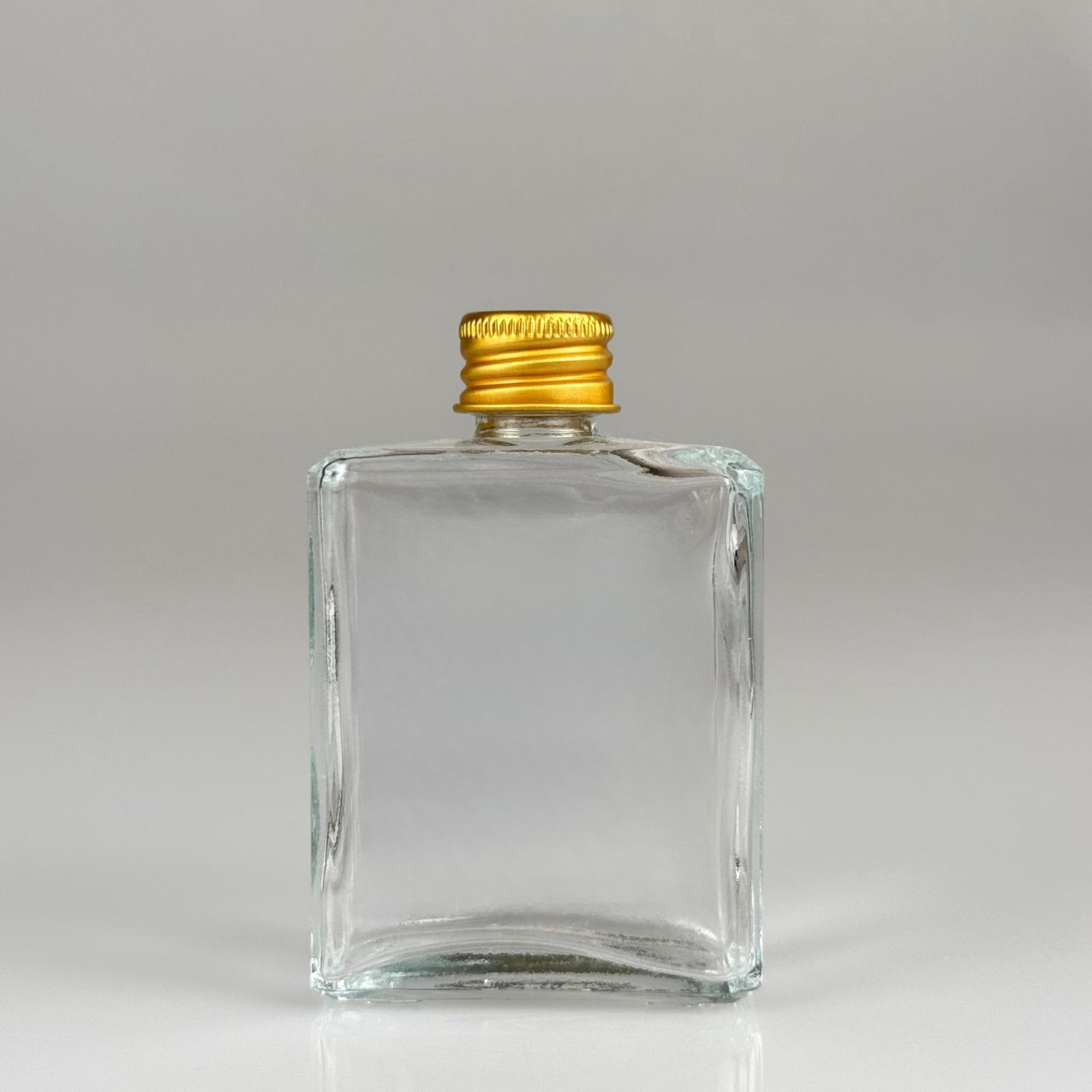 40 CC YASSI DİKDÖRTGEN KÖŞELİ KISA CAM ŞİŞE + GOLD ALÜMİNYUM METAL KAPAKLI TAKIM - 40 ML PRESTİJLİ ŞİŞE