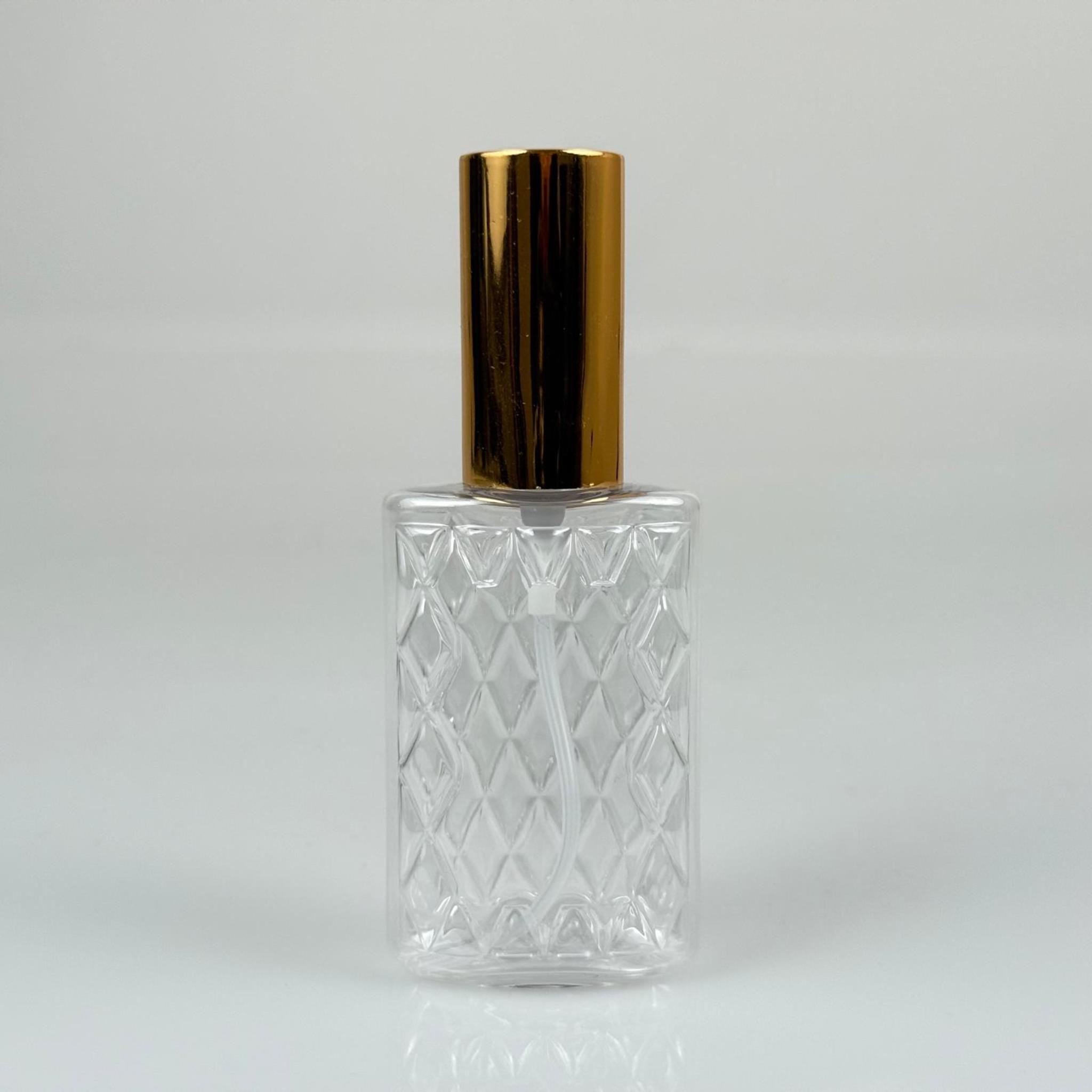50 ML PET KOLONYA, PARFÜM VB ŞİŞELERİ - METAL ALÜMİNYUM GOLD KAPAK + VİDALI SPREY + 50 CC KÖŞELİ ŞEFFAF ŞİŞE SET TAKIM