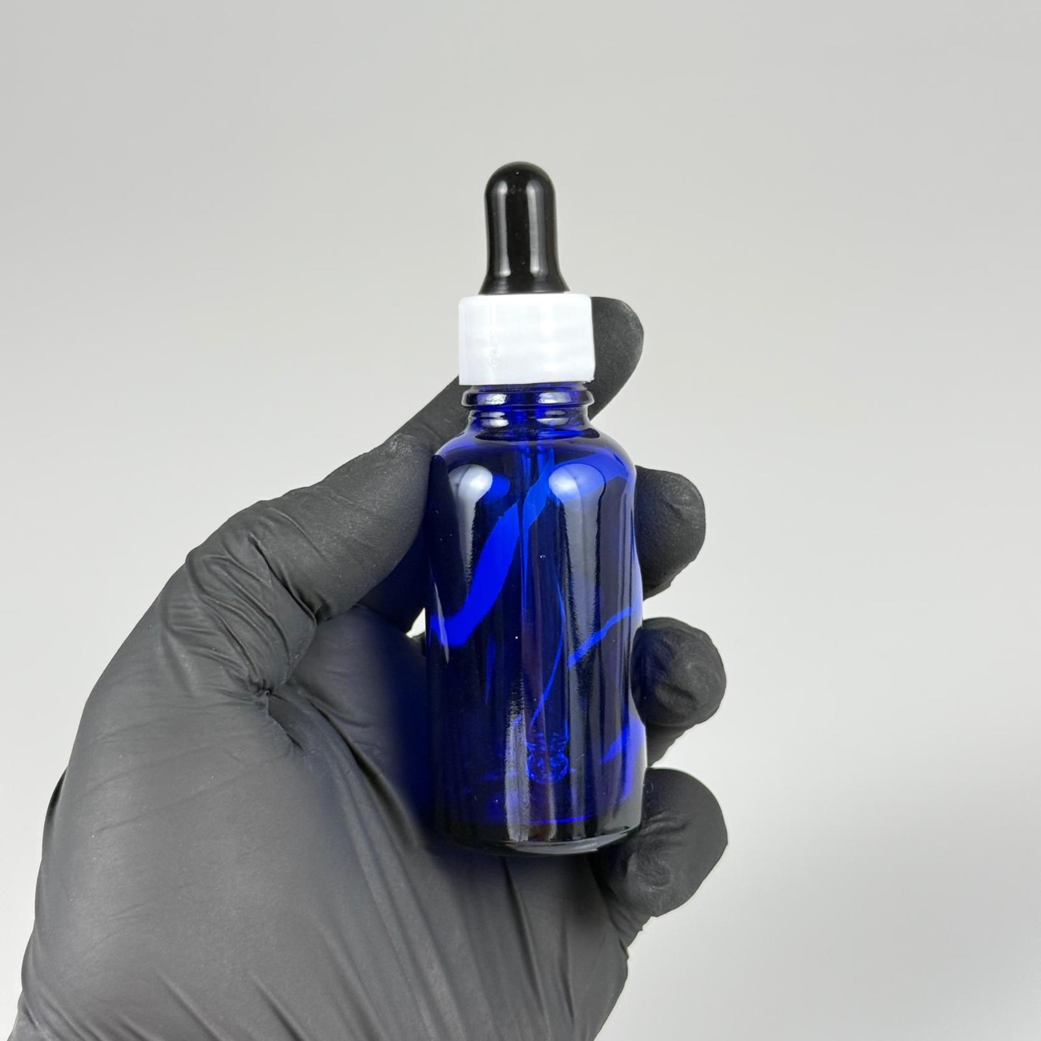 30 CC MAVİ CAM DAMLALIKLI ŞİŞE - SİYAH EMZİK + BEYAZ DÜZ KAPAK + CAM PİPET TAKIM - 30 ML DAMLALIKLI ŞİŞE SETİ