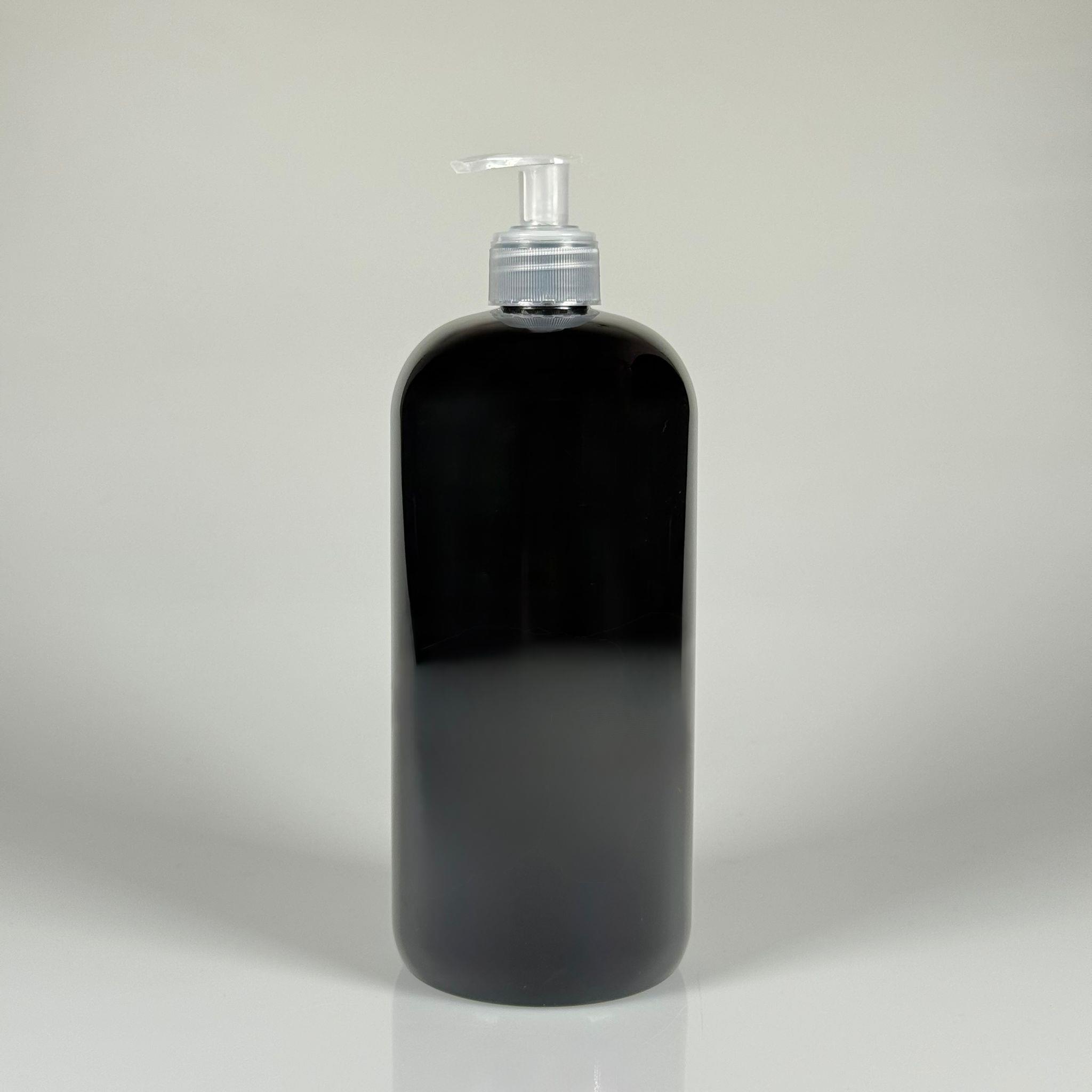 1000 CC SİLİNDİR SİYAH PET ŞİŞE - ŞEFFAF SIVI SABUN POMPALI  - 1000 ML PLASTİK ŞİŞE