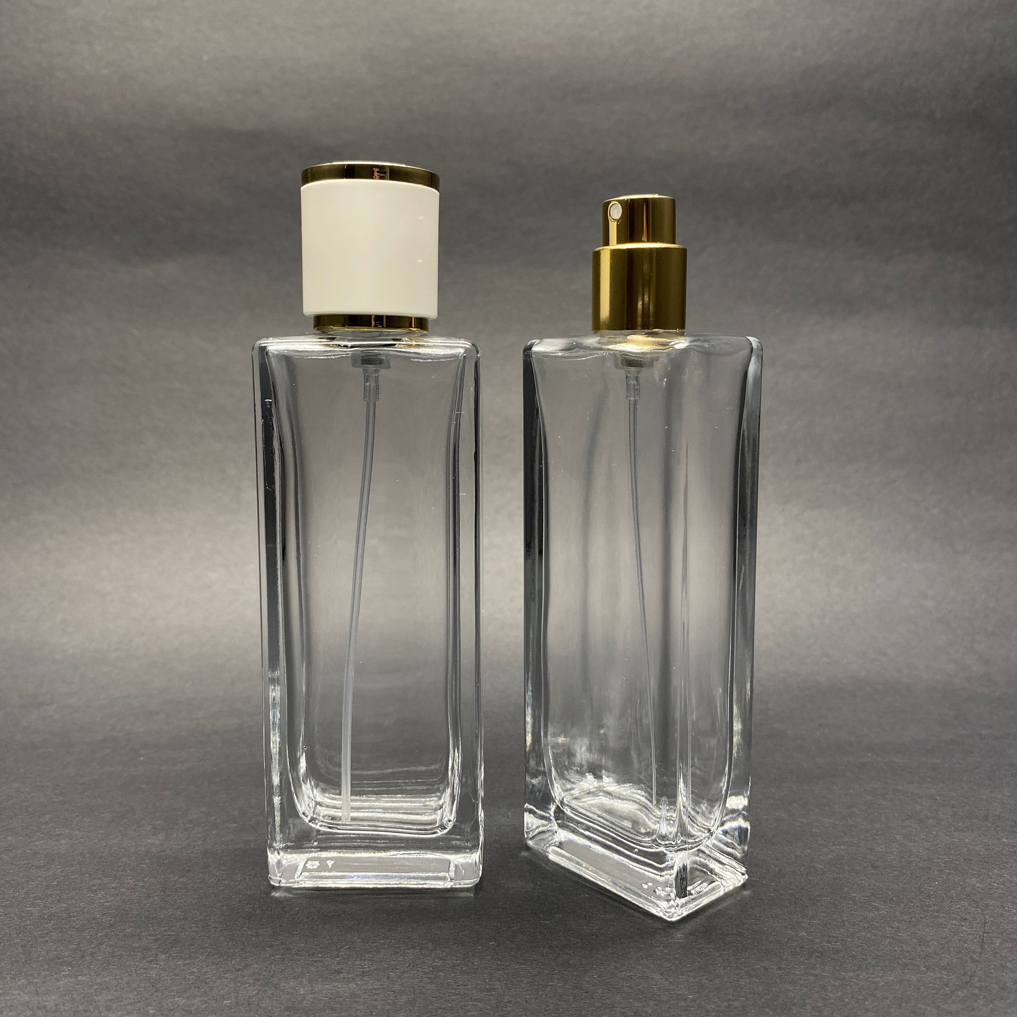 50 ML DİKDÖRTGEN MODEL FORTUNE UZUN PARFÜM ŞİŞESİ - GOLD METAL SPREYLİ + GOLD BEYAZ KAPAKLI (AĞIZ 15 MM GEÇME KOLAY KAPAMA)