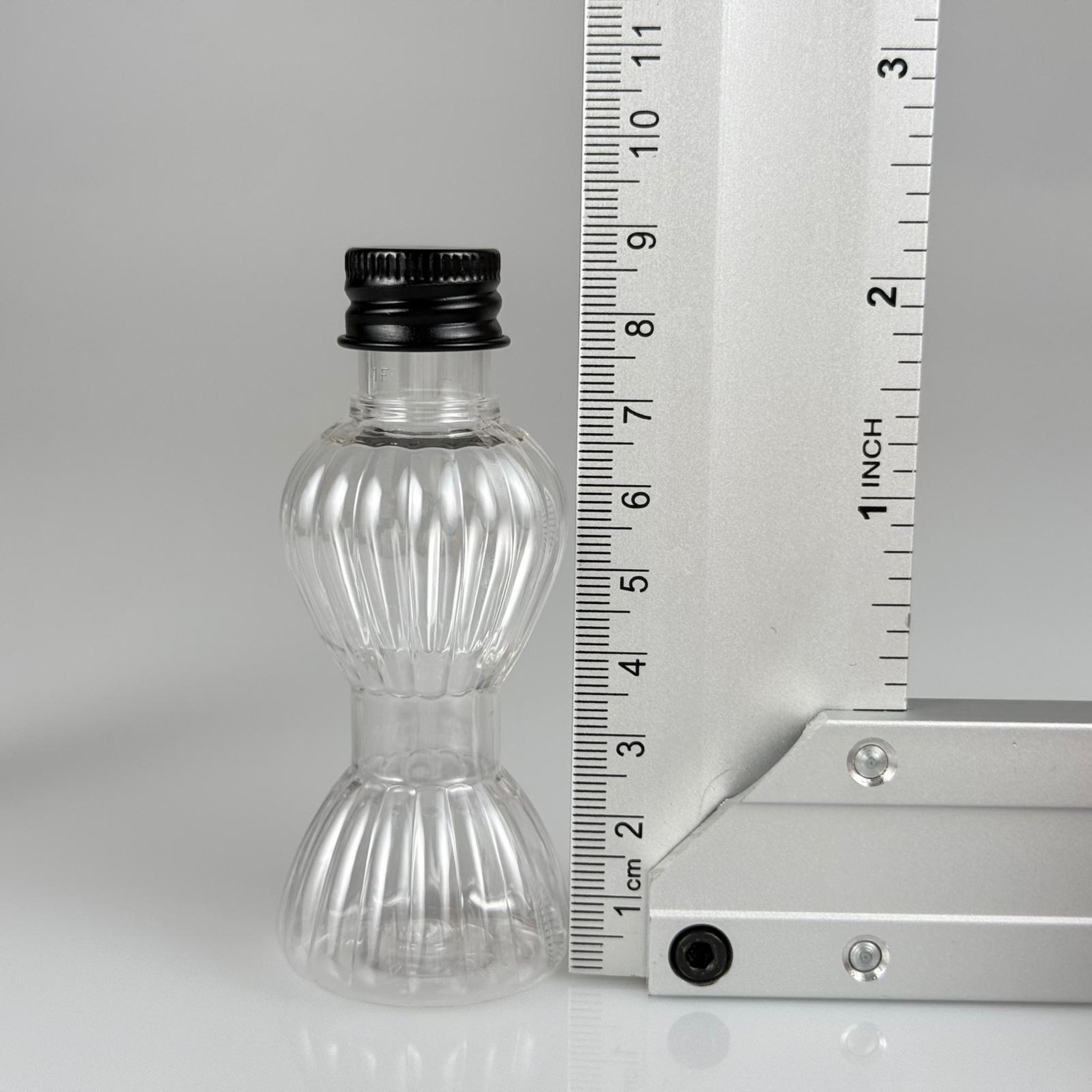 40 CC MİNİ PIRLANTA ŞİŞE + KÖPÜK CONTALI SİYAH ALÜMİNYUM METAL KAPAKLI + KÖR TIPALI TAKIM - 40 ML CAMPET ŞİŞE