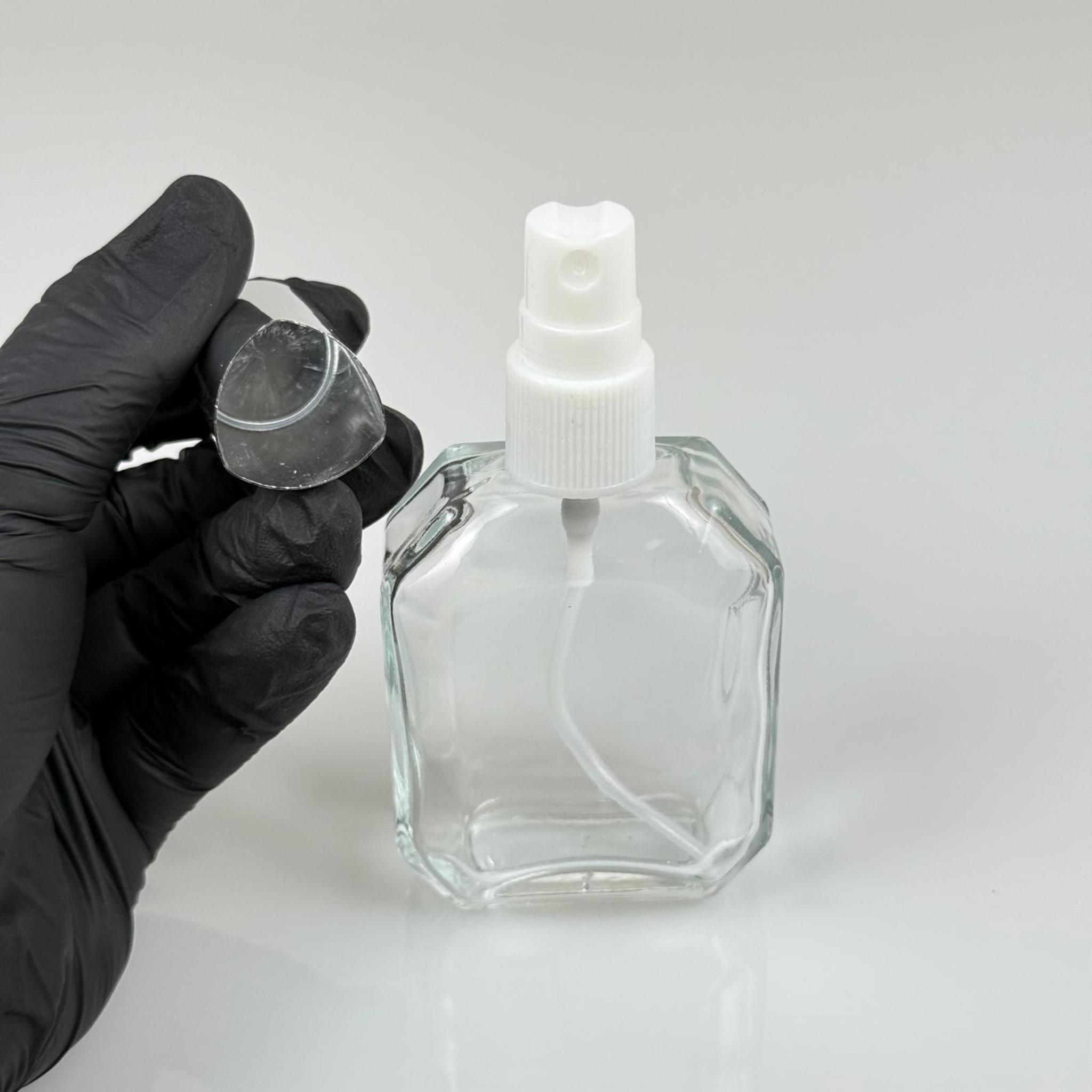50 ML CAM KOLONYA, PARFÜM VB ŞİŞELERİ - METAL ALÜMİNYUM GÜMÜŞ KAPAK + VİDALI SPREY + 50 CC KAZABLANKA ŞEFFAF ŞİŞE SET TAKIM