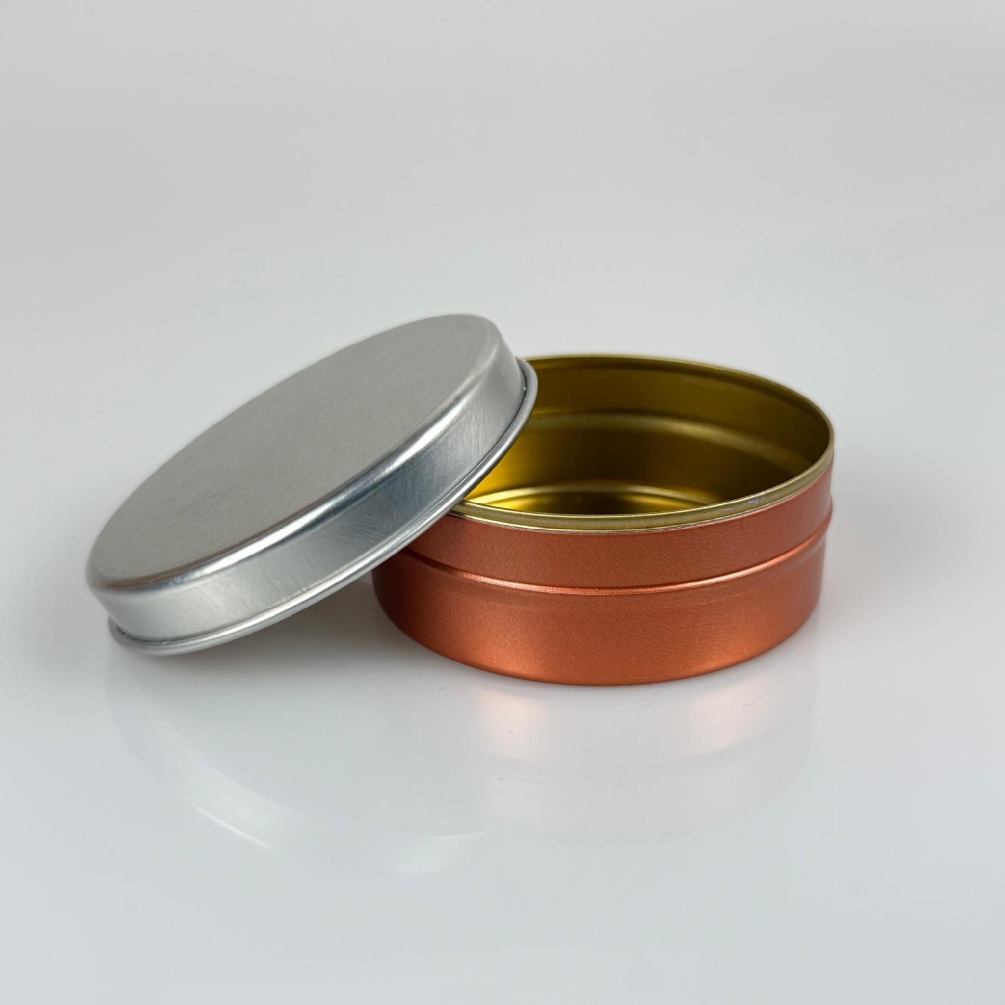 100 CC TENEKE KUTU - ROSE - GÜMÜŞ KAPAKLI - METAL AMBALAJ - MUM TENEKESİ 77 X 28 MM