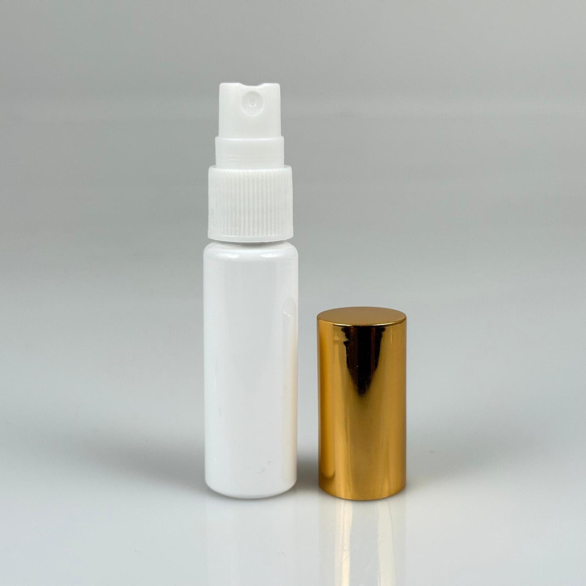 20 ML PET KOLONYA, PARFÜM VB ŞİŞELERİ - METAL ALÜMİNYUM GOLD KAPAK + VİDALI SPREY + 20 CC BEYAZ SHOT ŞİŞE SET TAKIM