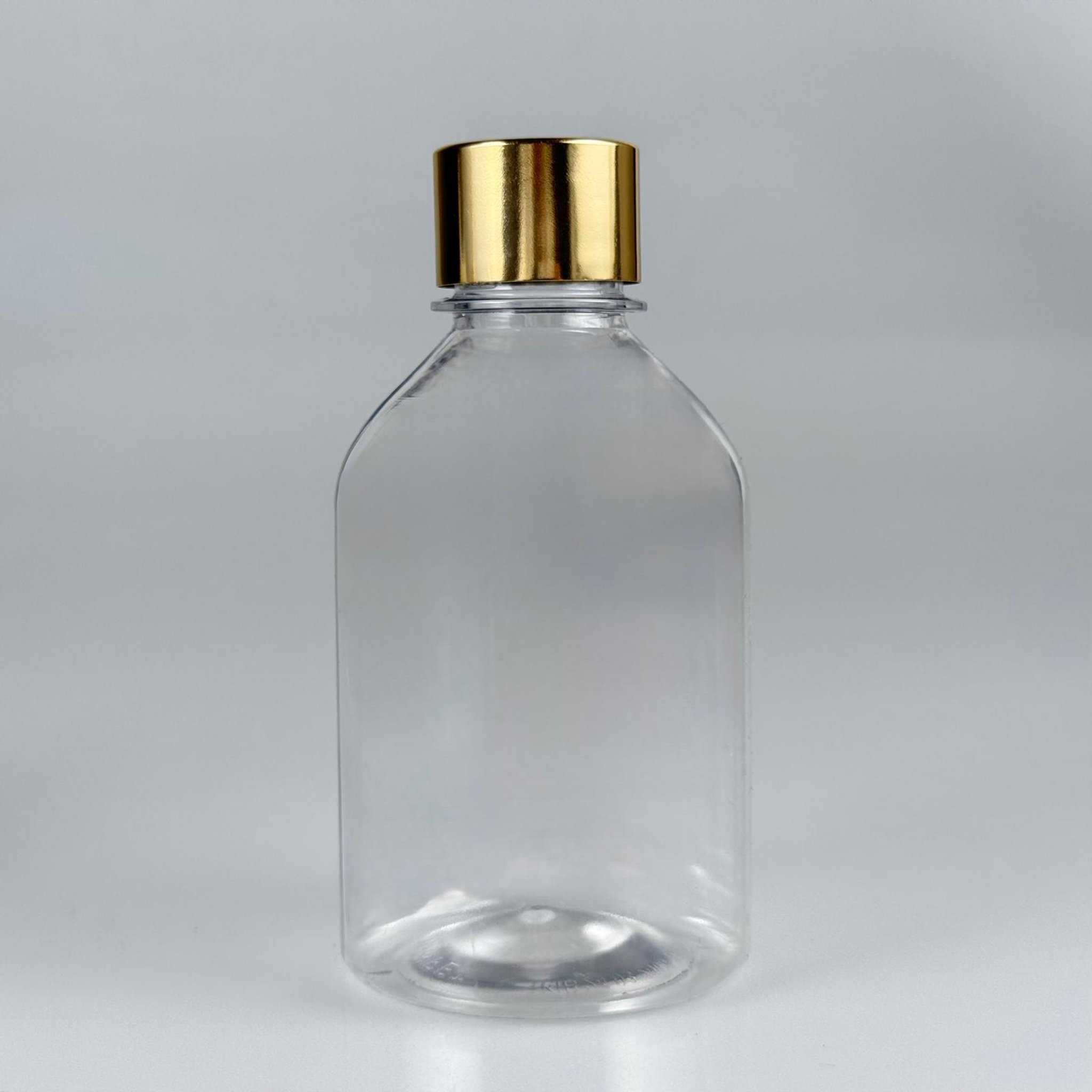 250 CC TOMBUL MODEL ŞEFFAF PET ŞİŞE + ALÜMİNYUM KAPLAMALI GOLD KAPAKLI TAKIM - 250 ML PET ŞİŞE