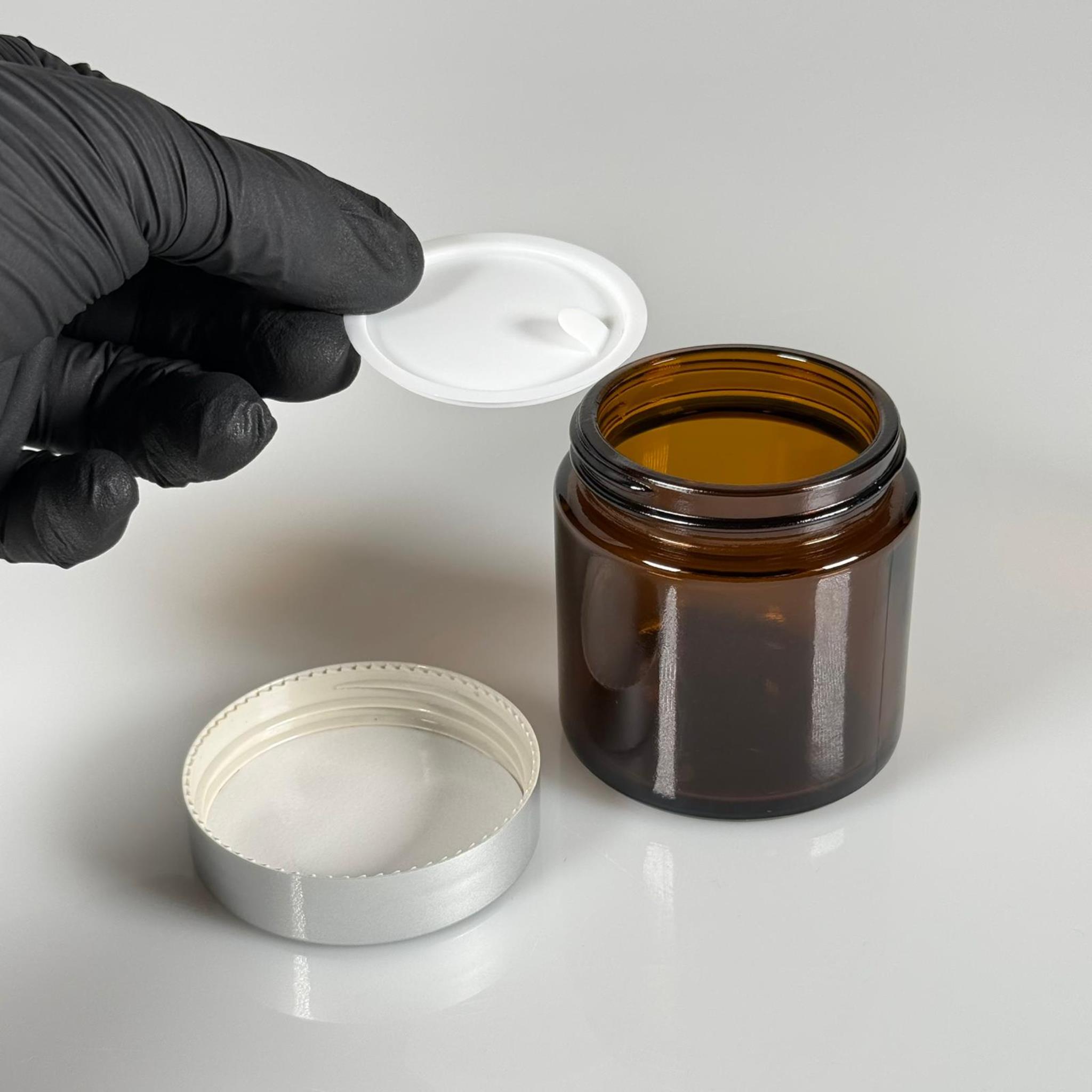 100 CC CAM AMBER KREM KAVANOZU - GÜMÜŞ KAPAKLI İÇ CONTALI - 100 ML KAHVERENGİ KREM KAVANOZU - AMBER MUM KAVANOZU