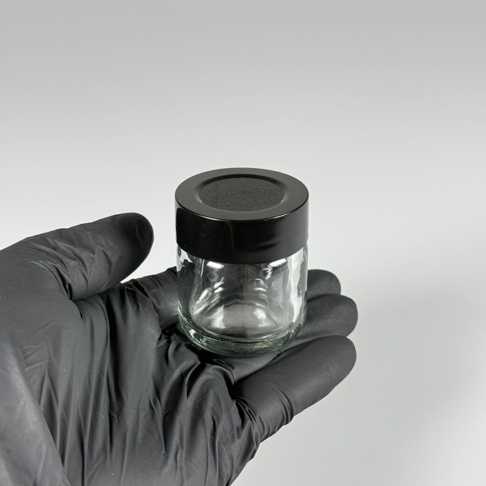 40 CC CAM KAVANOZ - SİYAH PLASTİK DERİN ÜSTÜ KUMLAMA KAPAKLI - 40 ML MUM CAM KAVANOZLARI, MİNİ KREM KAVANOZU