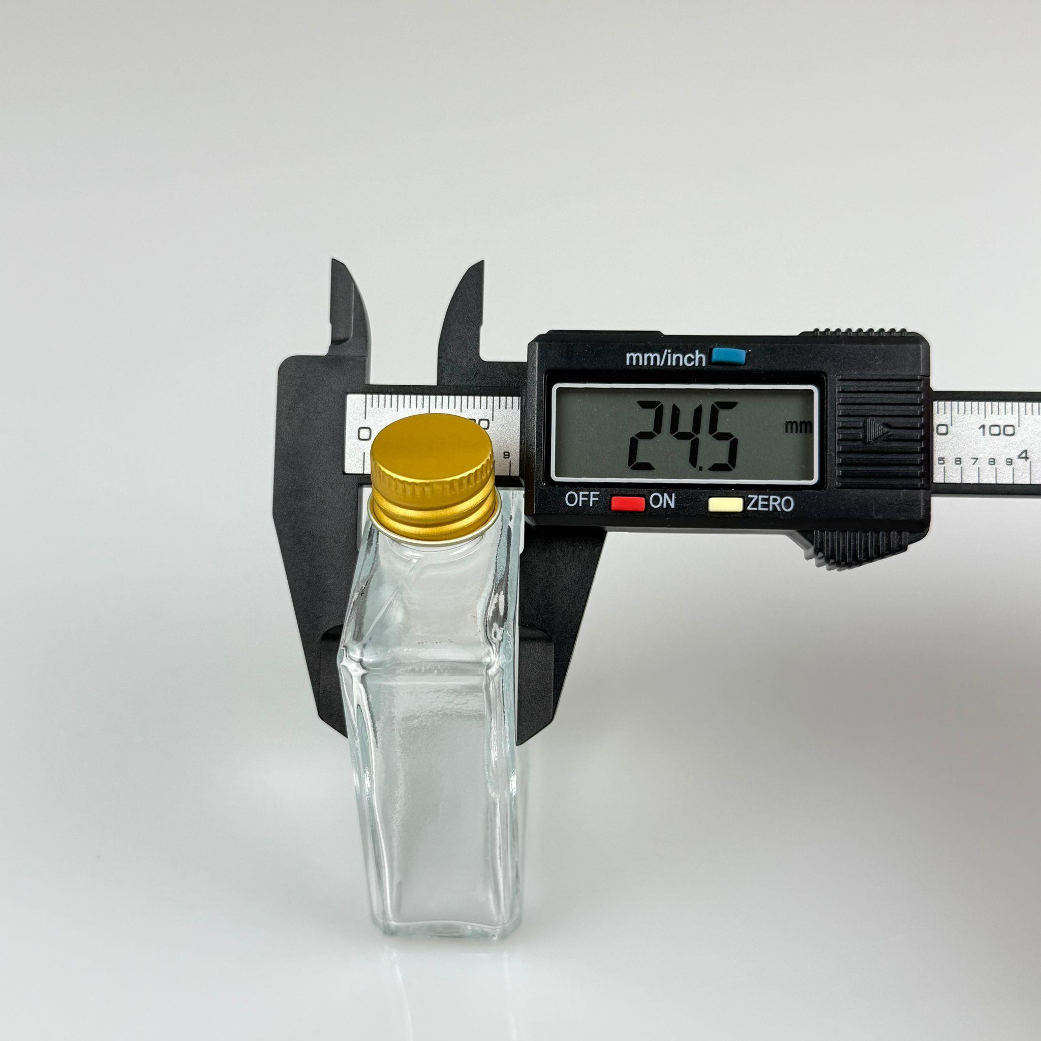 40 CC YASSI DİKDÖRTGEN KÖŞELİ KISA CAM ŞİŞE - GOLD METAL KAPAKLI - 40 ML PRESTİJLİ ŞİŞE