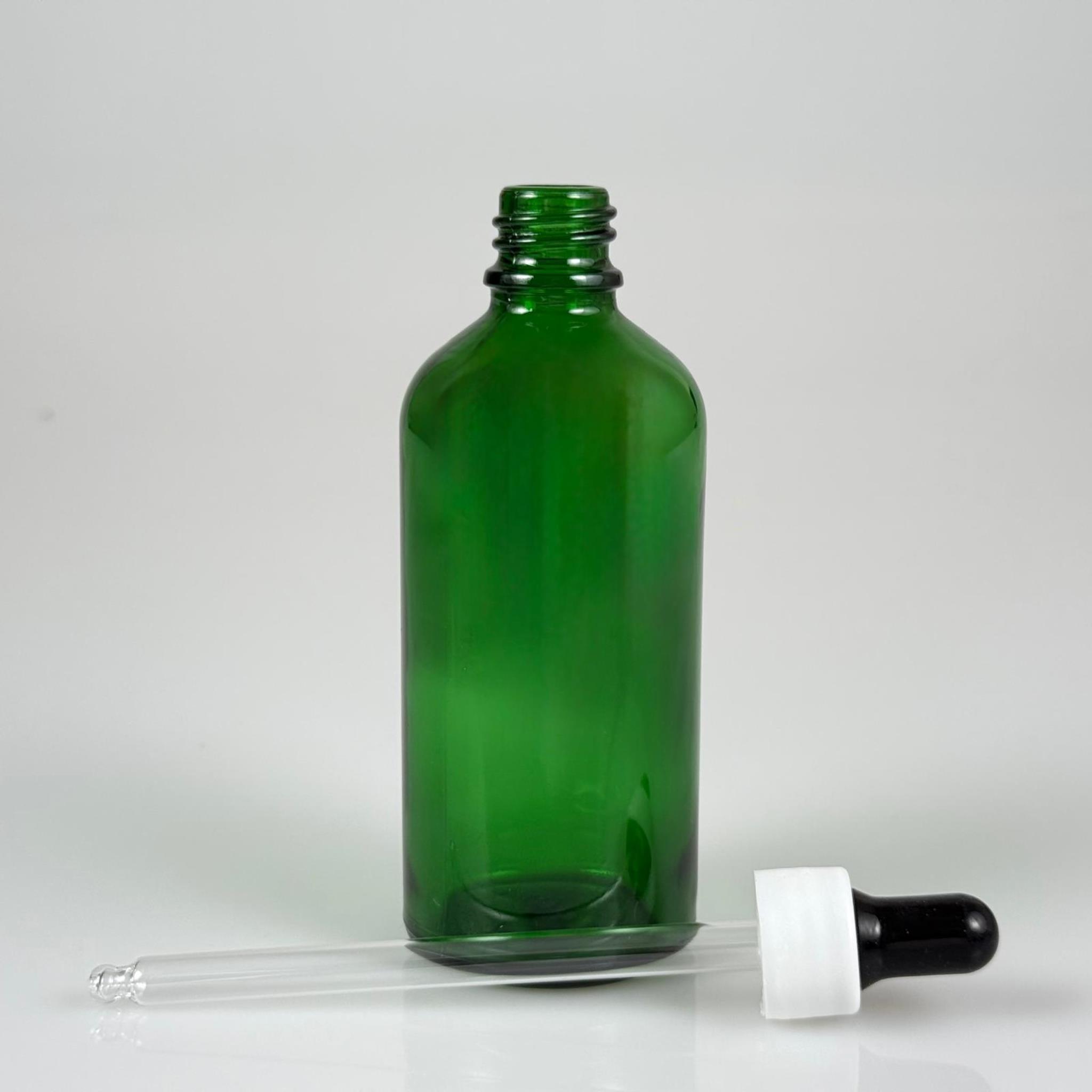 100 CC YEŞİL CAM DAMLALIKLI ŞİŞE - SİYAH EMZİK + BEYAZ DÜZ KAPAK + CAM PİPET TAKIM - 100 ML YEŞİL DAMLALIKLI ŞİŞE SETİ