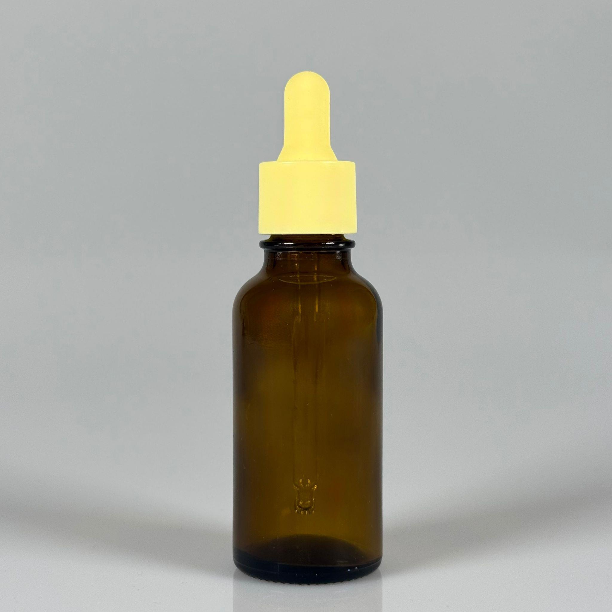 50 CC AMBER KAHVERENGİ CAM ŞİŞE + SARI DROPPER CAM DAMLALIK