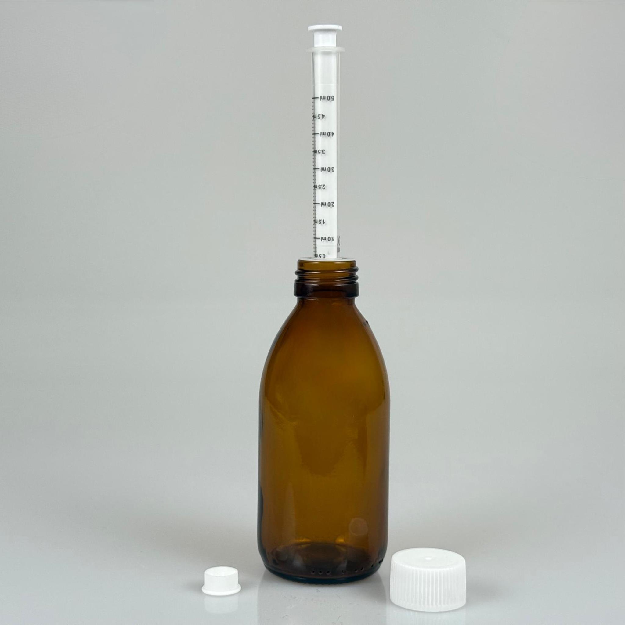 200 ML CAM ECZA ŞİŞESİ + 5 ML DOZAJ PİPETİ + DOZAJ TIPASI + CONTALI PLASTİK KAPAK TAKIM