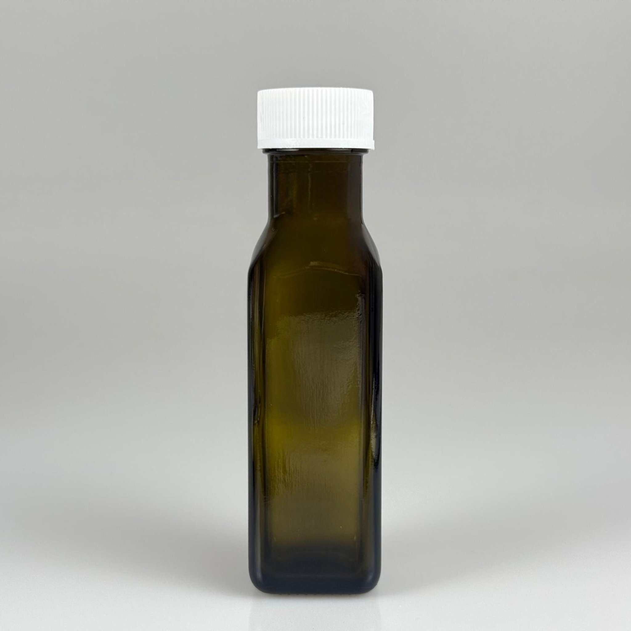100 CC MARASKA CAM ŞİŞE KOYU YEŞİL (31 MM AĞIZ) - CONTALI BEYAZ KAPAKLI - 100 ML KÖŞELİ KARE MARASCA YAĞ VE SOS ŞİŞELERİ