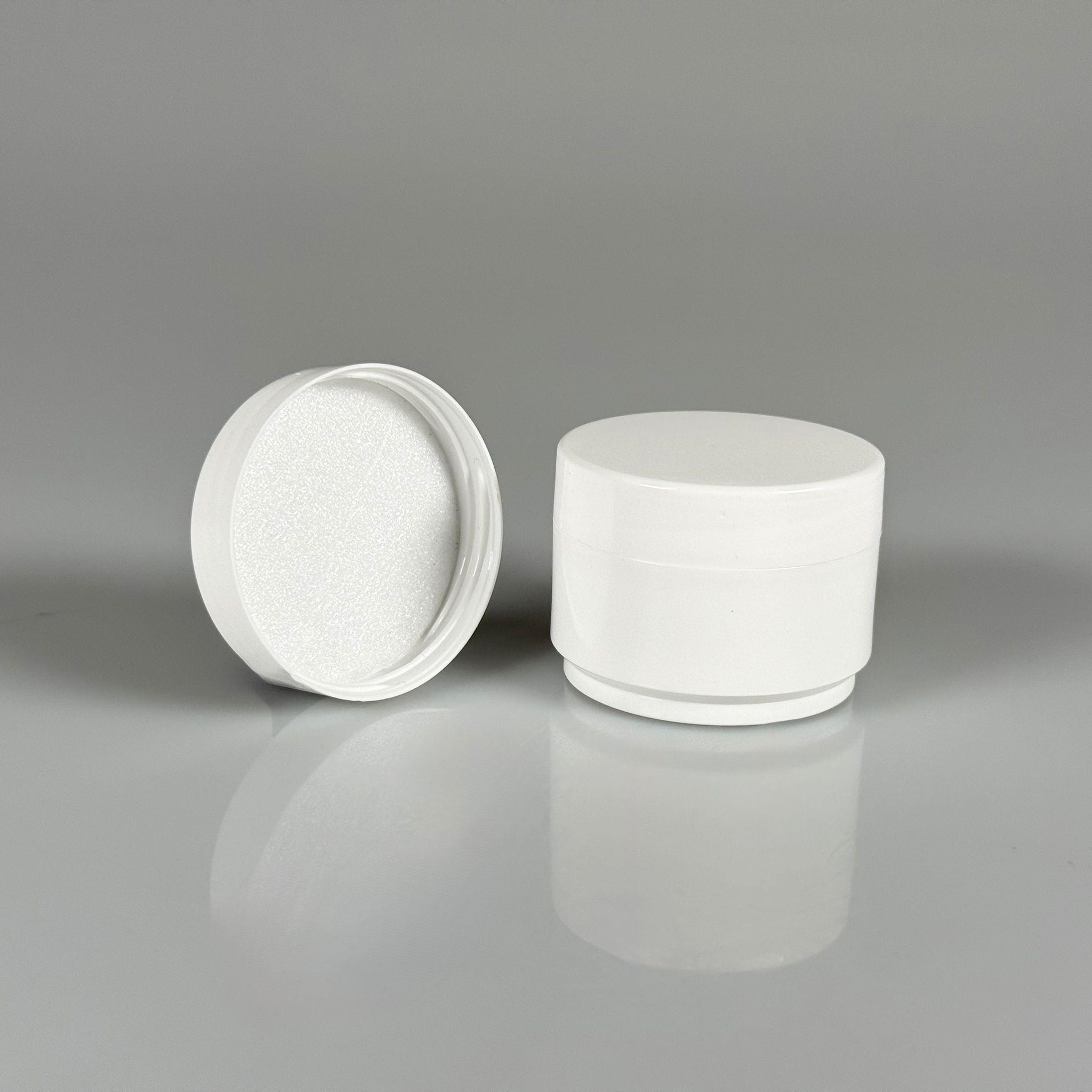 10 CC PLASTİK KAVANOZ - KAPAKLI KREM KAVANOZU - BEYAZ + SIZDIRMAZ KÖPÜK CONTALI