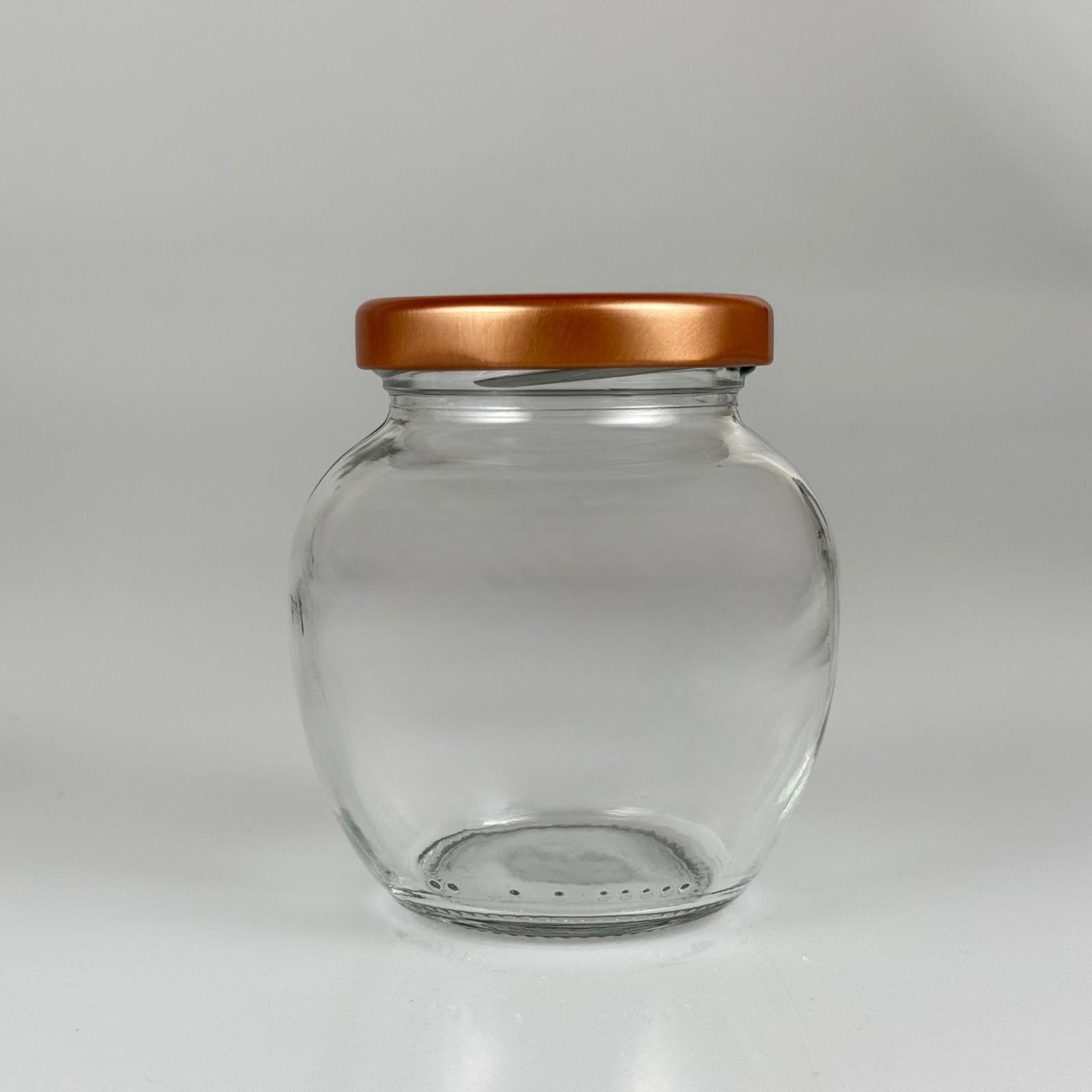 210 CC YUMURTA KAVANOZ - BRONZ METAL KAPAKLI - 210 ML OVAL TİP CAM KAVANOZ