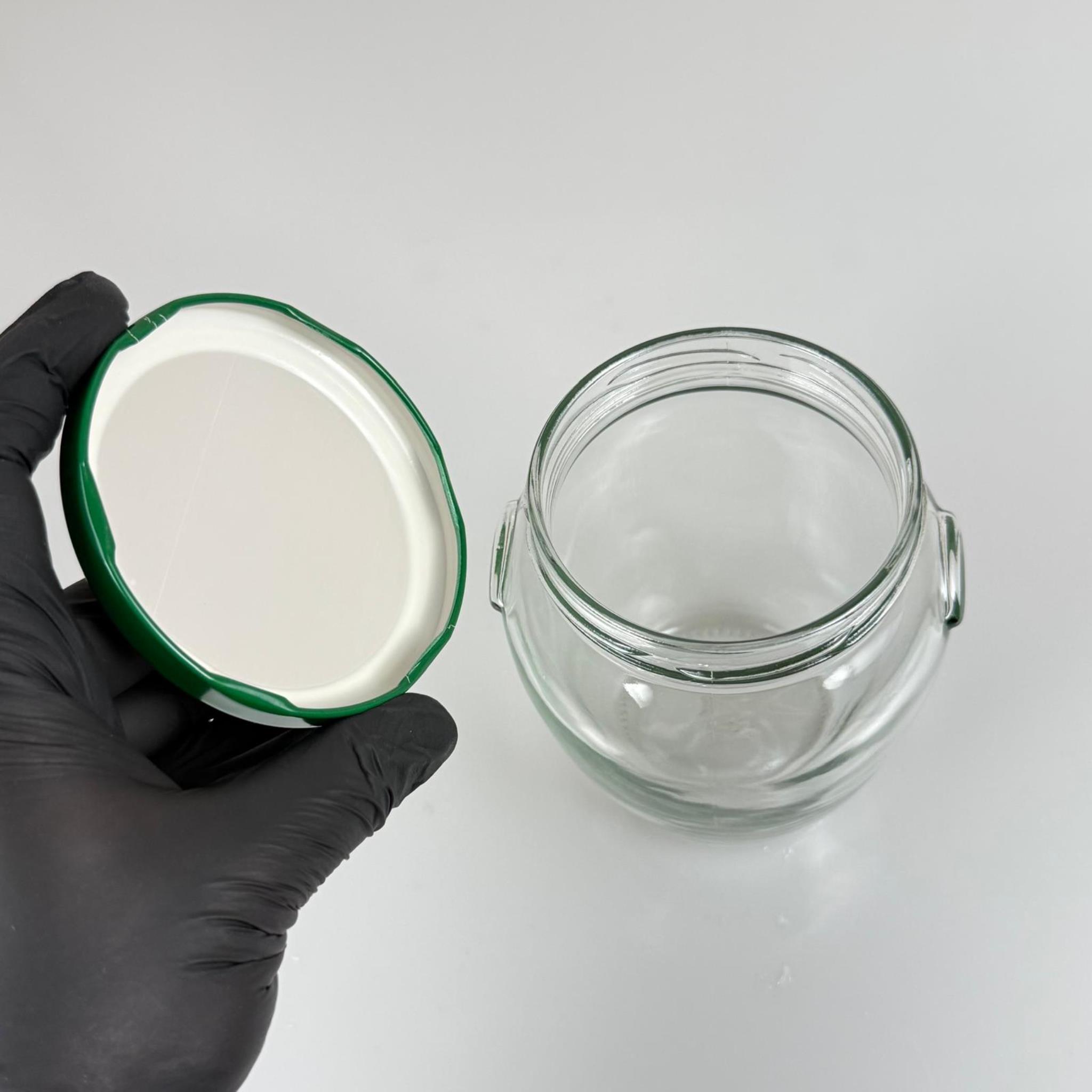 580 CC KULPLU CAM KAVANOZ - KOYU YEŞİL KAPAKLI - 580 CC VASO ORCIO KAVANOZ