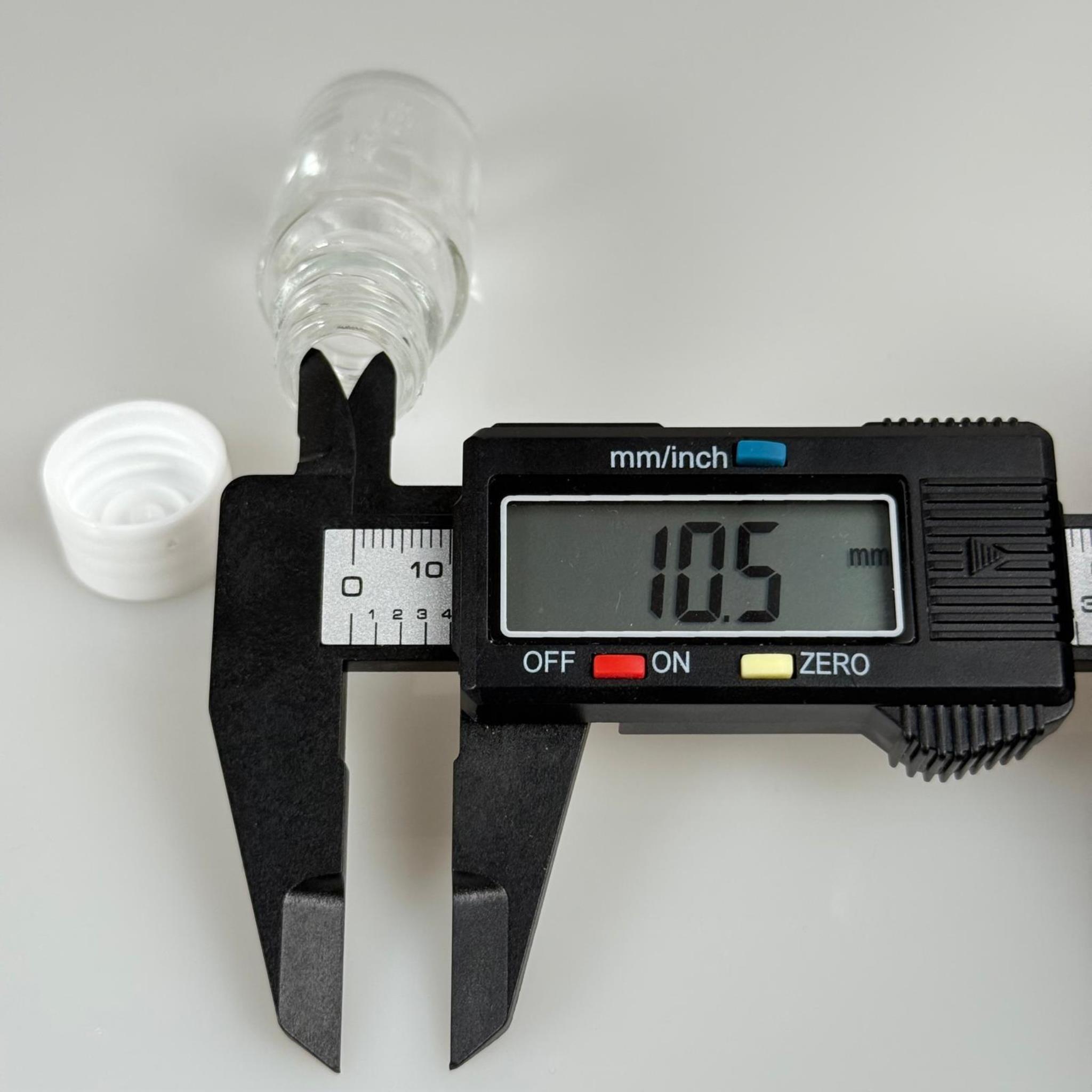 10 ML ŞEFFAF CAM ŞİŞE + CONTALI BEYAZ KAPAK - 10 CC KAPAKLI CAM ŞİŞE