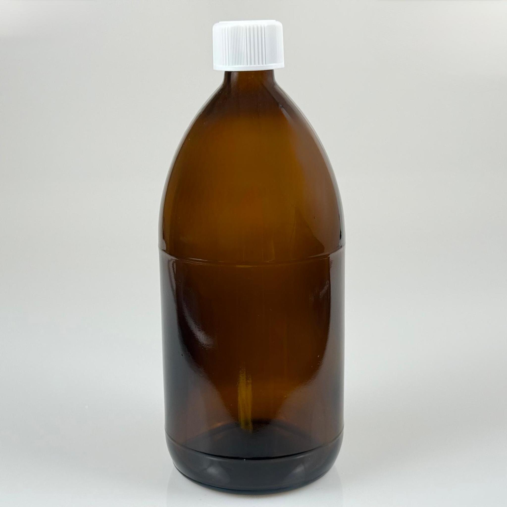 1000 CC AMBER TOMBUL ÖZEL SERİ CAM ŞİŞE - BEYAZ ÇOCUK KİLİTLİ KAPAKLI - 1000 ML CAM ECZA ŞİŞESİ - KAHVERENGİ