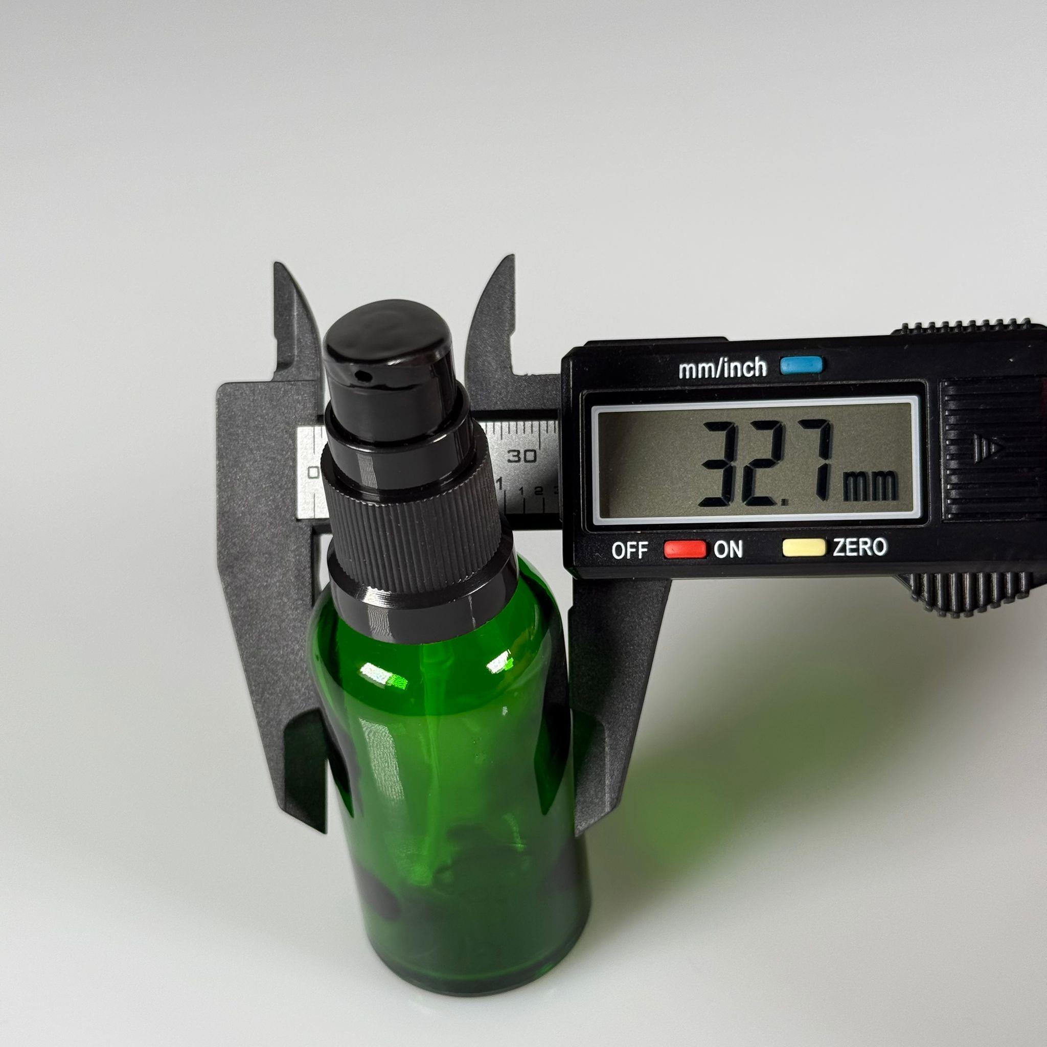 30 CC YEŞİL CAM ŞİŞE - SIZDIRMAZ ETEKLİ SİYAH LOSYON POMPALI TAKIM - 30 ML LOSYON ŞİŞESİ - YAĞ, KREM GİBİ YOĞUN KIVAMLI SIVILAR İÇİN CAM AMBALAJ