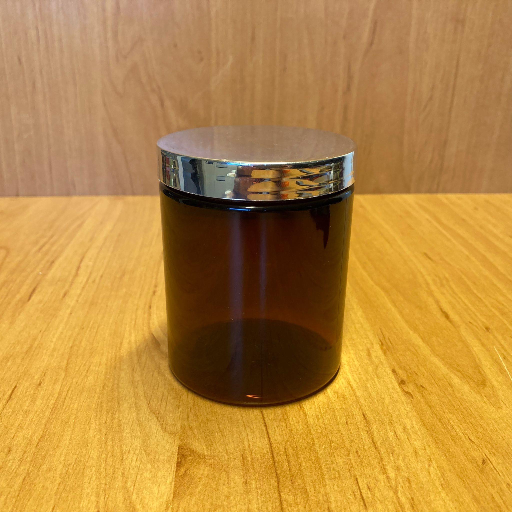 300 CC AMBER SERT PLASTİK KAVANOZ - GÜMÜŞ KAPAKLI - 300 ML PLASTİK KREM KAVANOZU