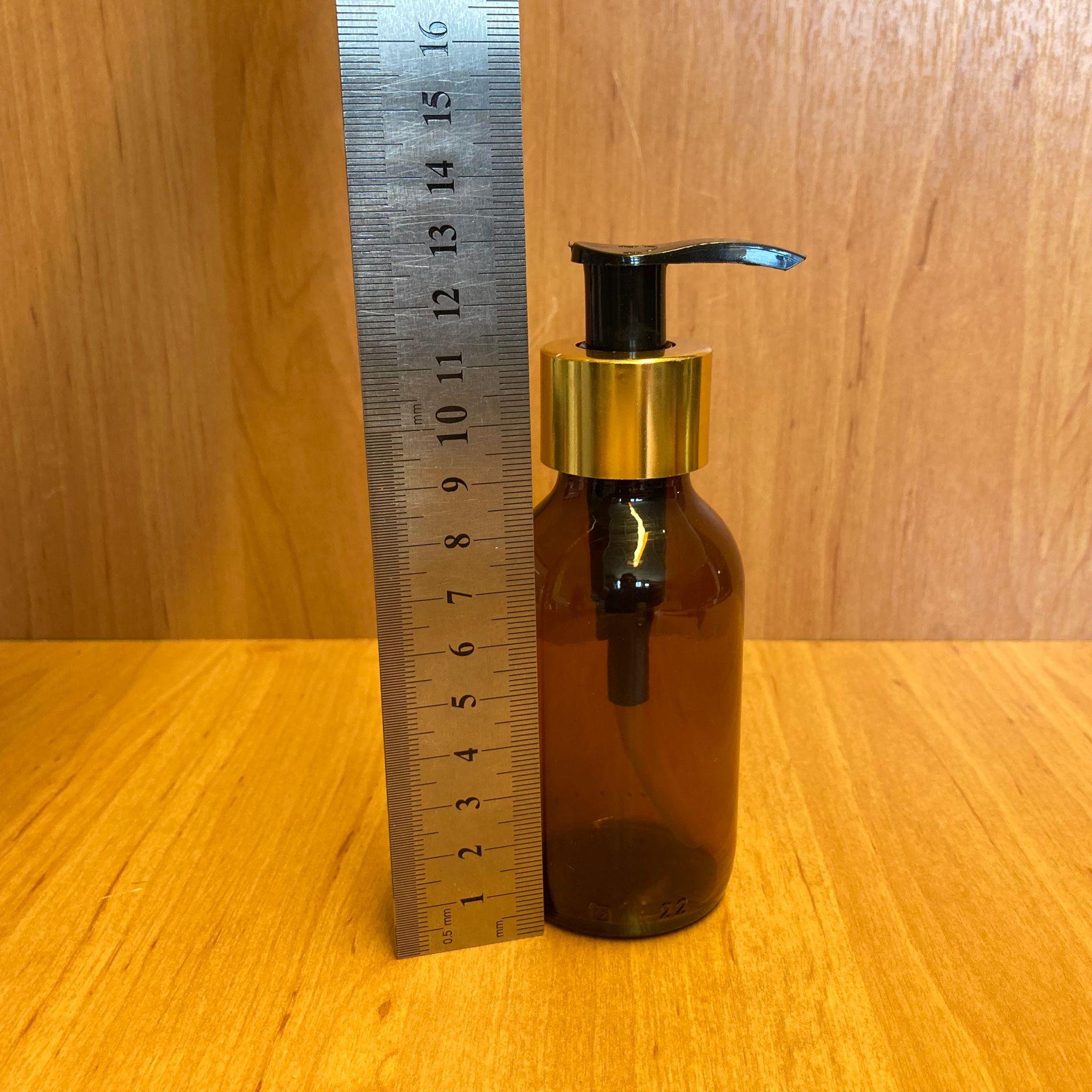 100 CC AMBER CAM ŞİŞE - GOLD POMPALI - 100 ML KAHVERENGİ POMPALI ŞİŞE