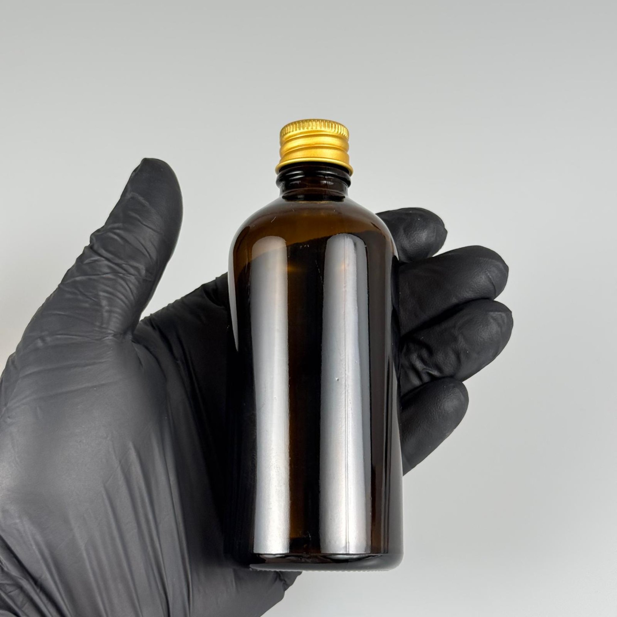 100 CC AMBER CAM ŞİŞE + KÖPÜK CONTALI GOLD ALÜMİNYUM METAL KAPAKLI + KÖR TIPALI TAKIM - 100 ML KAHVERENGİ CAM ŞİŞE
