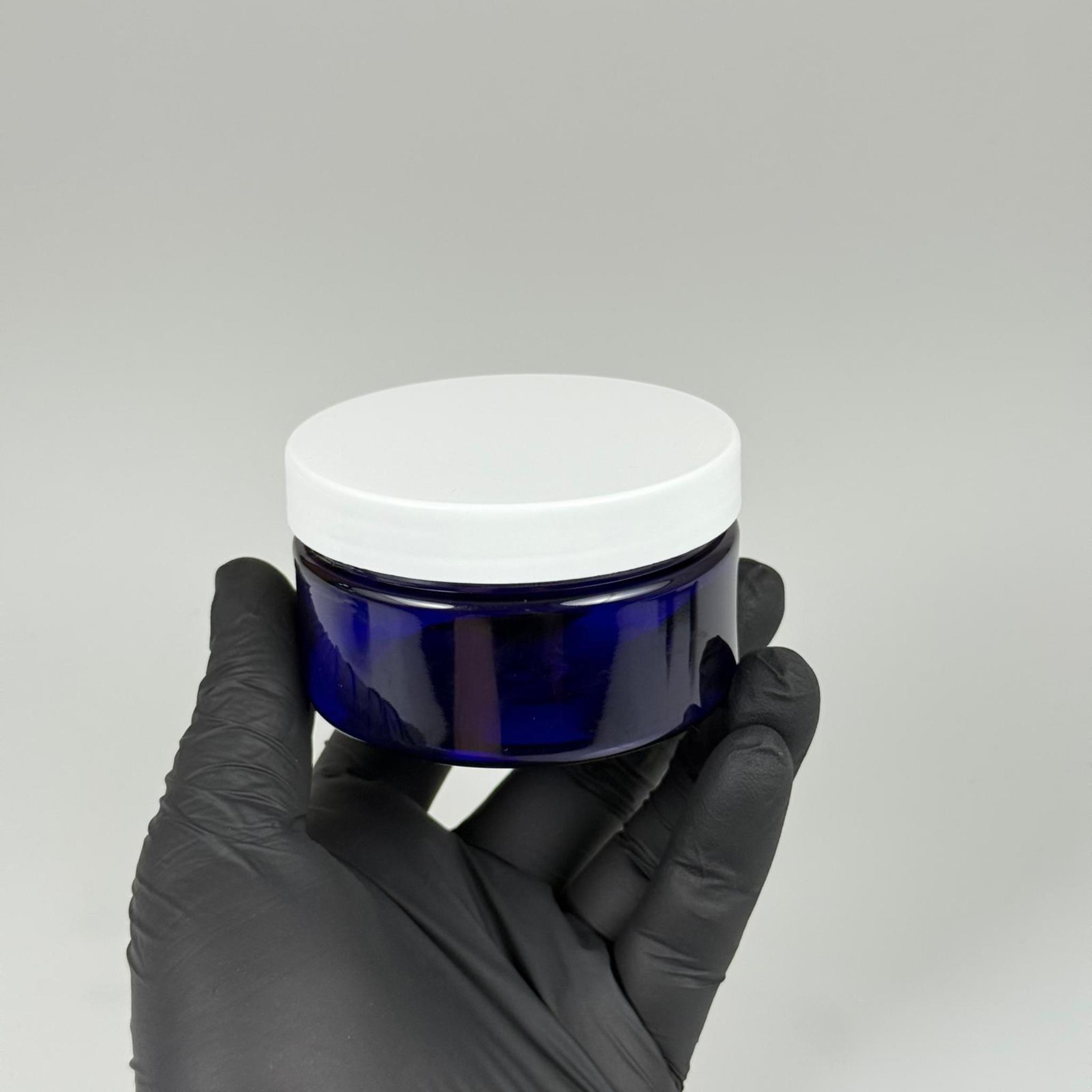 100 ML SERT PET KAVANOZ + BEYAZ PLASTİK KAPAK + İÇ TIPA - 100 CC KALIN MAVİ PLASTİK KAVANOZ BEYAZ PLASTİK KAPAKLI İÇ TIPALI TAKIM - KREM KAVANOZLARI